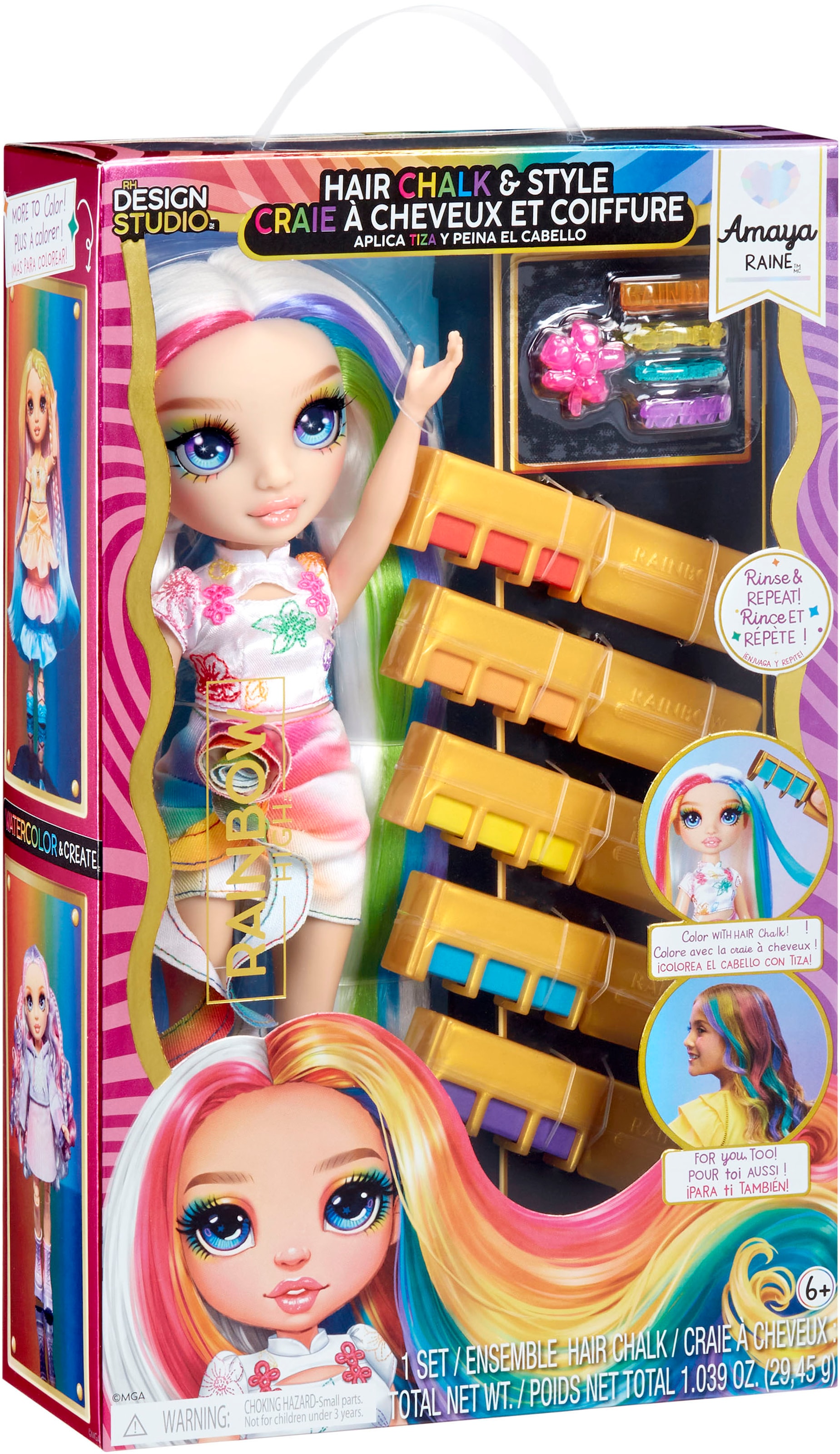 RAINBOW HIGH Anziehpuppe »Rainbow High Hair Chalk & Style Doll- Amaya (Rainbow)«