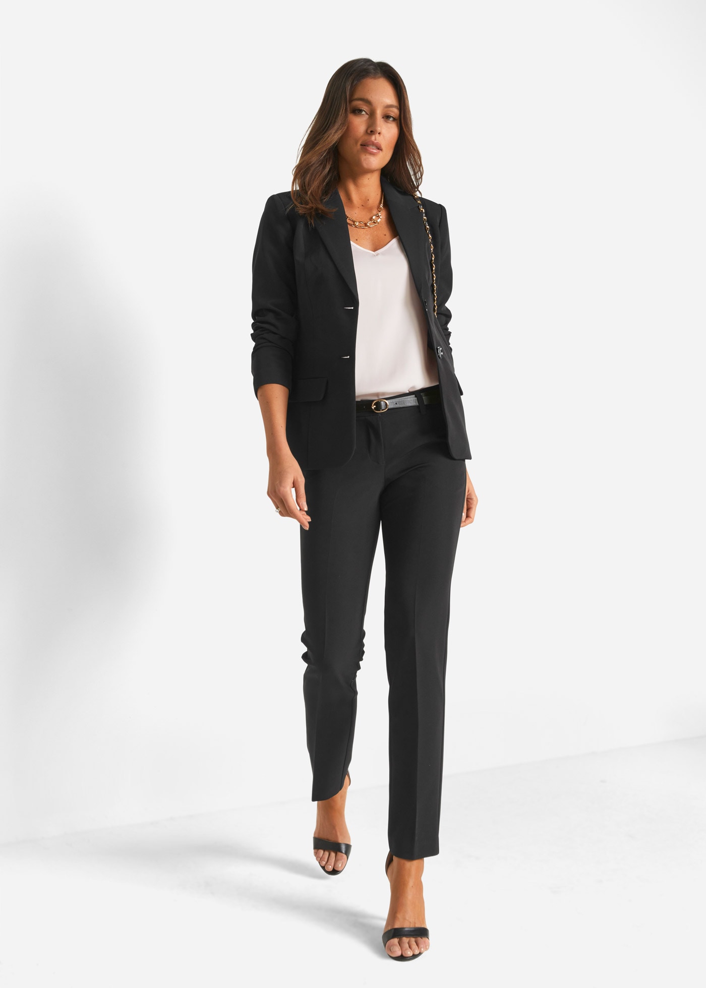bonprix Tailleur pantalon »Hosenanzug (2-tlg.Set)« Set, 2 tlg. étroit bestehend aus Blazer und Hose, vollständig gefüttert, schmale Passform
