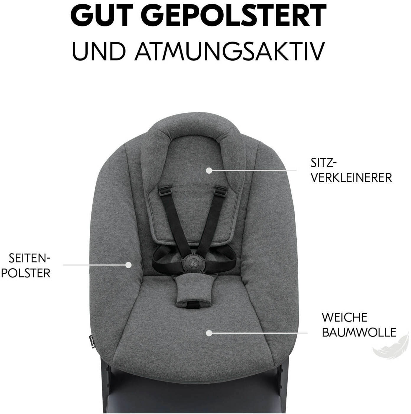 Hauck Chaise haute »Alpha Newborn Set Plus, Dark Grey« () mit Newborn Aufsatz