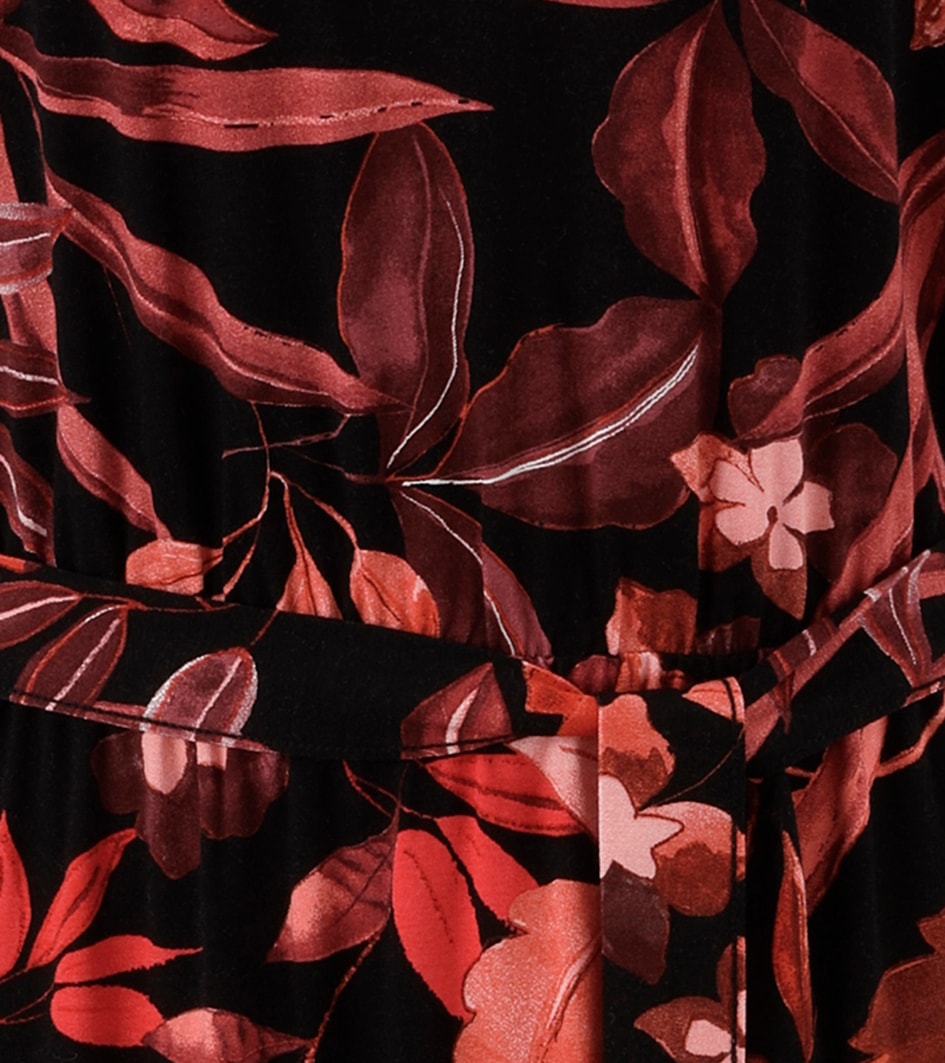 Aniston CASUAL Jerseykleid mit abnehmbarem Bindeband,  mit grossflächigen Blüten und Blättern bedruckt