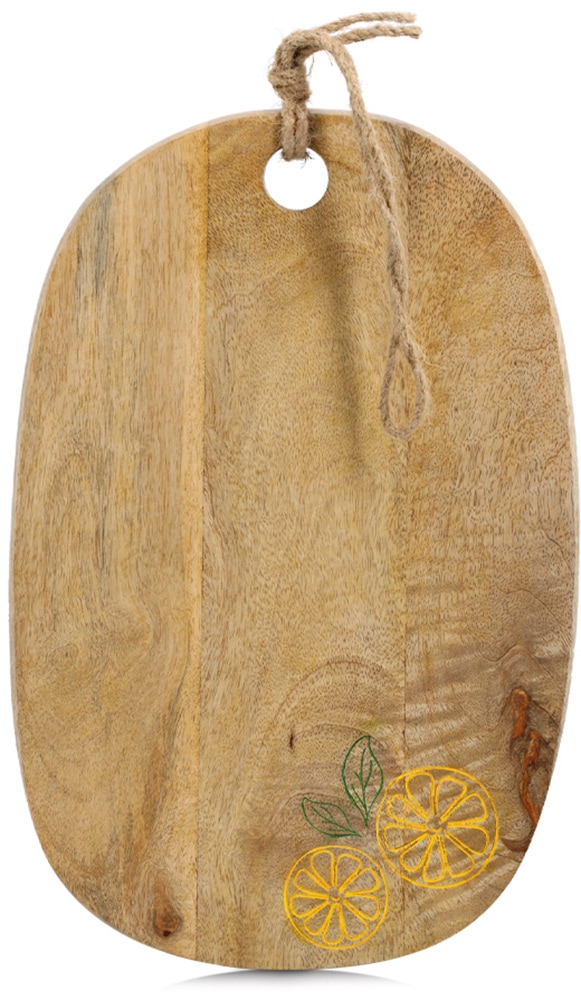 Zeller Present Planche de service »Schneide-/Servierbrett "Lemon", Mangoholz« Zitronenmotiv, natürliches Material