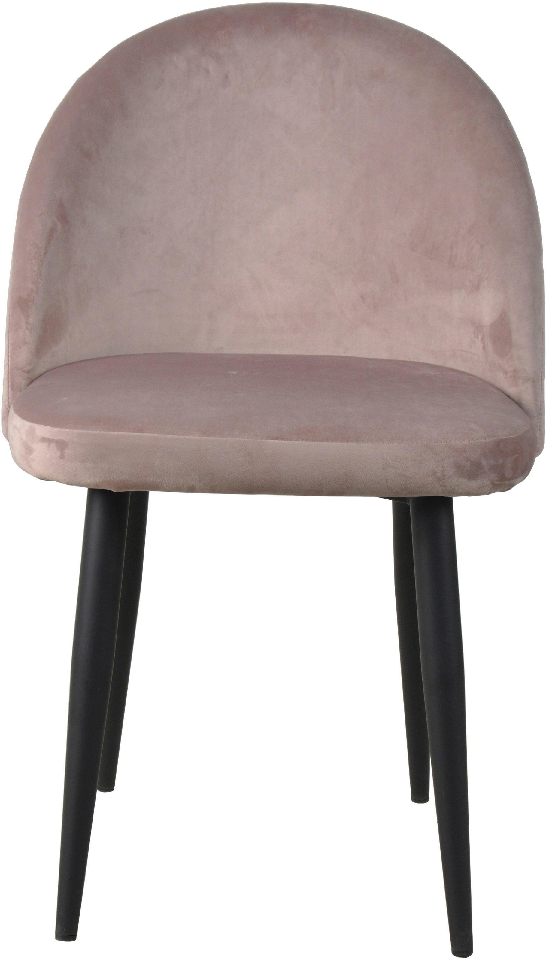 SIT Chaise rembourrée »Avila 2er-Set aus Samt mit Karo-Steppung & Stahlgestell« (Ensemble) 2 cuisRevêtement en velours noble vieux rose avec piqûres carreaux modernes