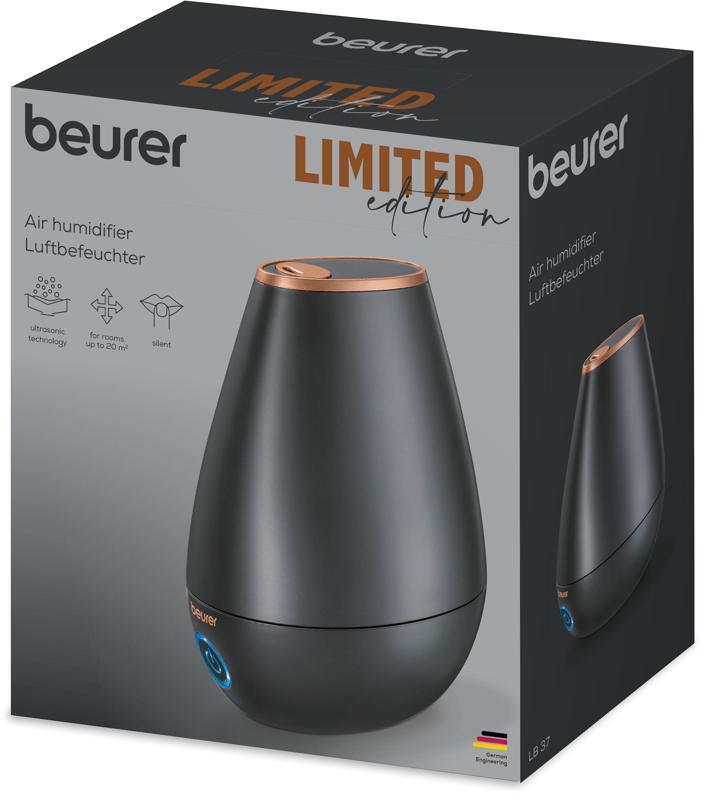 BEURER Luftbefeuchter »LB 37, geräuscharme und mikrofeine Zerstäubung, für Räume bis 20m²« 2 l Wassertank Auch zur Raumbeduftung mit Aromaölen geeignet