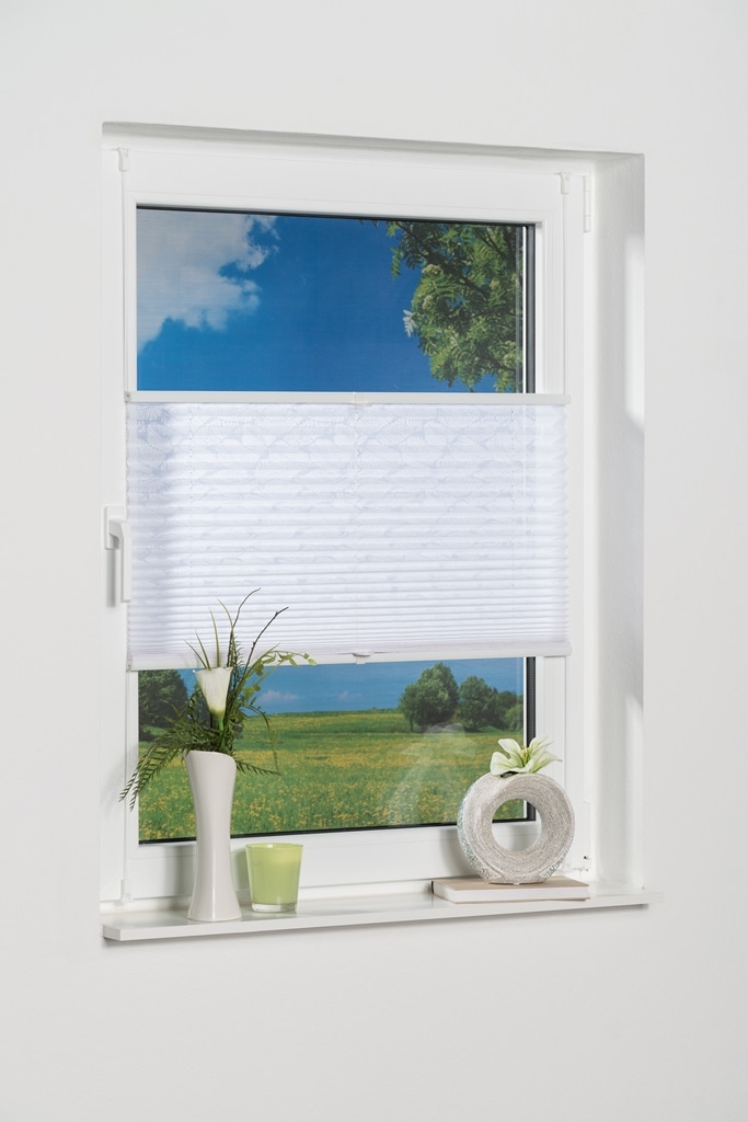 K-HOME Plissé »Capri« protection contre la lumière Aucun perçage requis Tissu burnout