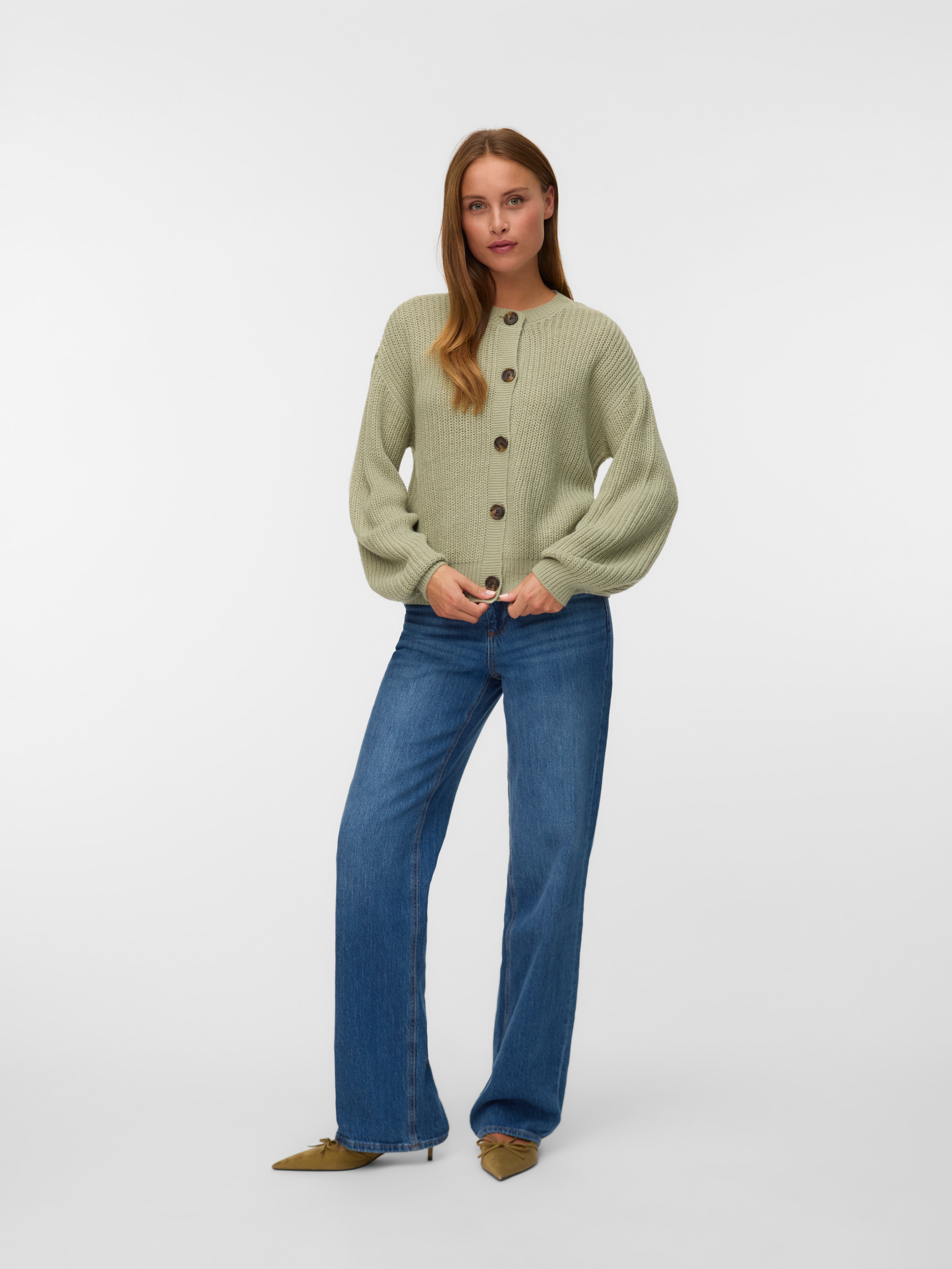 Vero Moda Strickjacke »VMLEA LS O-NECK CARDIGAN NOOS« Kunstfaser, loose fit