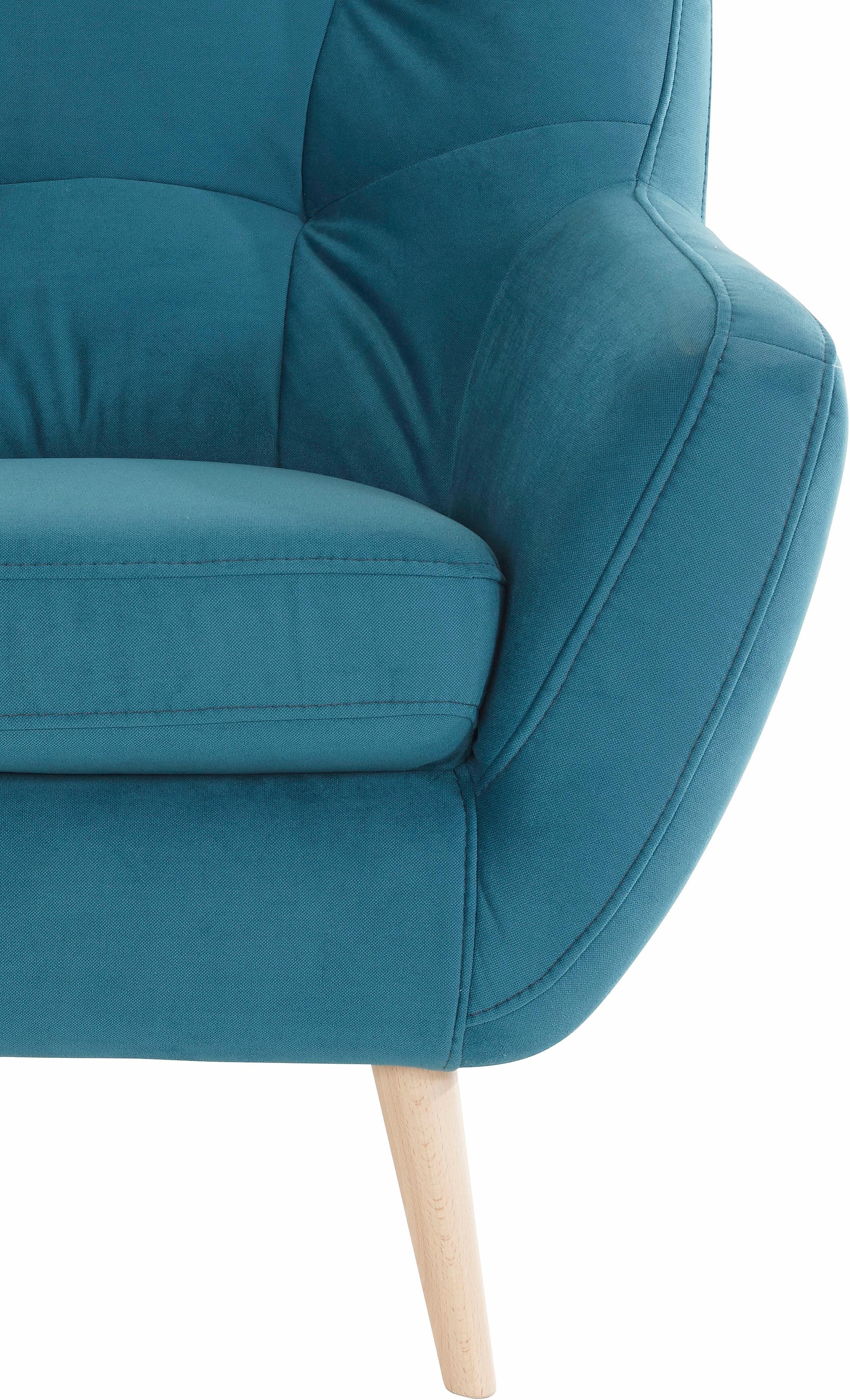 exxpo - sofa fashion Fauteuil »Scandi, Loungesessel mit tollem Sitzkomfort, hochwertige Polsterung« bequem, hohe Holzfüsse