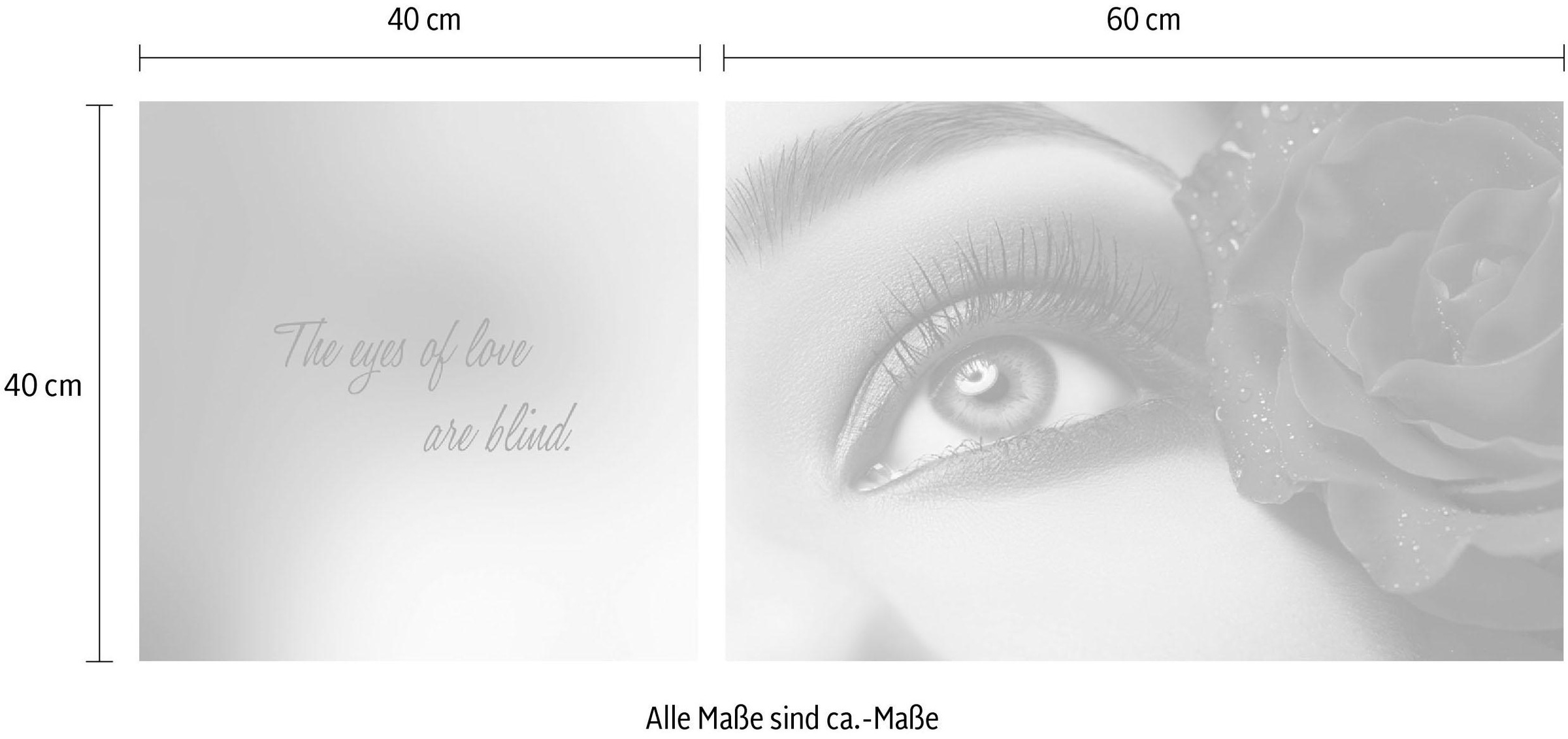 queence Leinwandbild »Eyes« Foto | Kunst | Liebessprüche | Menschen | Modern | Romantisch | Schriftzug | Schriftzüge | Spa | Spa Bilder | Sprüche | Sprüche & Texte Set,  Premium-Leinwandstoff, Handarbeit aus Deutschland, Spruch, 2er Set