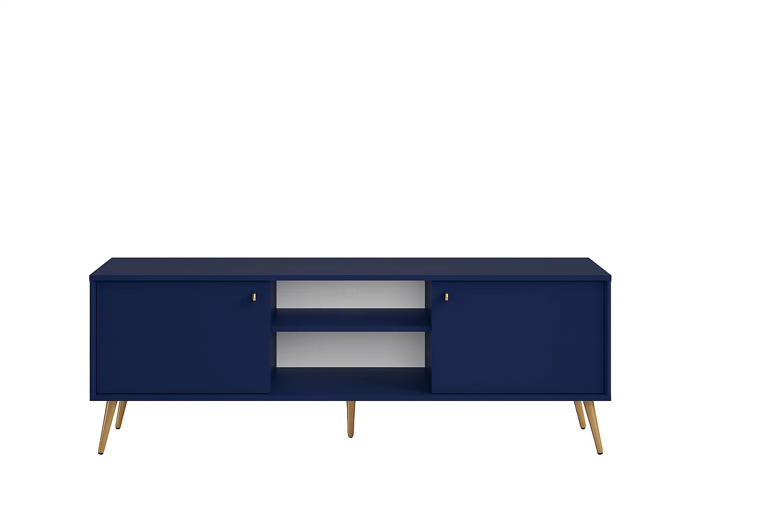 Home affaire Table basse »ROMILDA TV-Schrank mit 2 Türen und einem Fach, B/T/H: 156/40,5/54,8 cm« Dunkelblaue TV-Kommode mit goldenen Akzenten, viel Stauraum