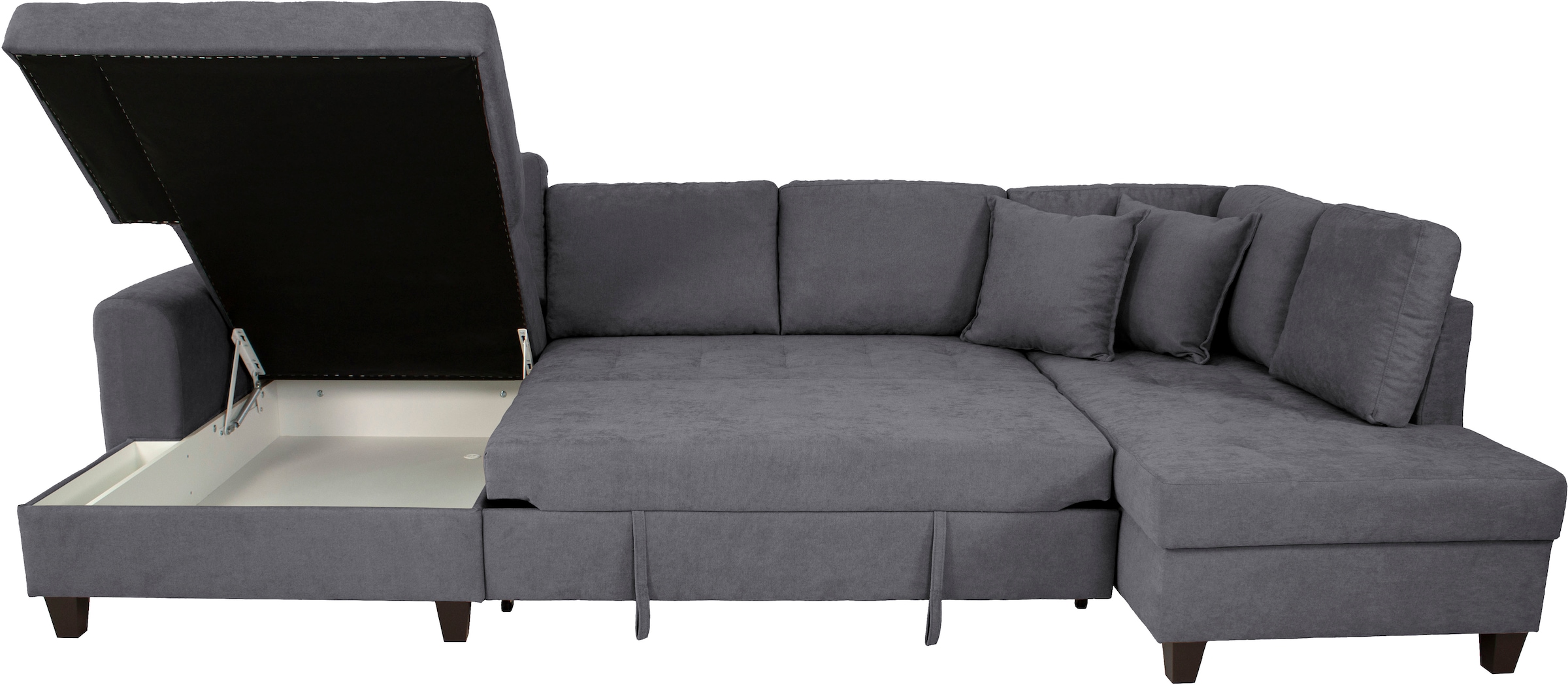 Trends by HG Paysage de salon »Moritz U-Form, B: 324 cm« mit Bettfunktion, Bettkasten & Zierkissen