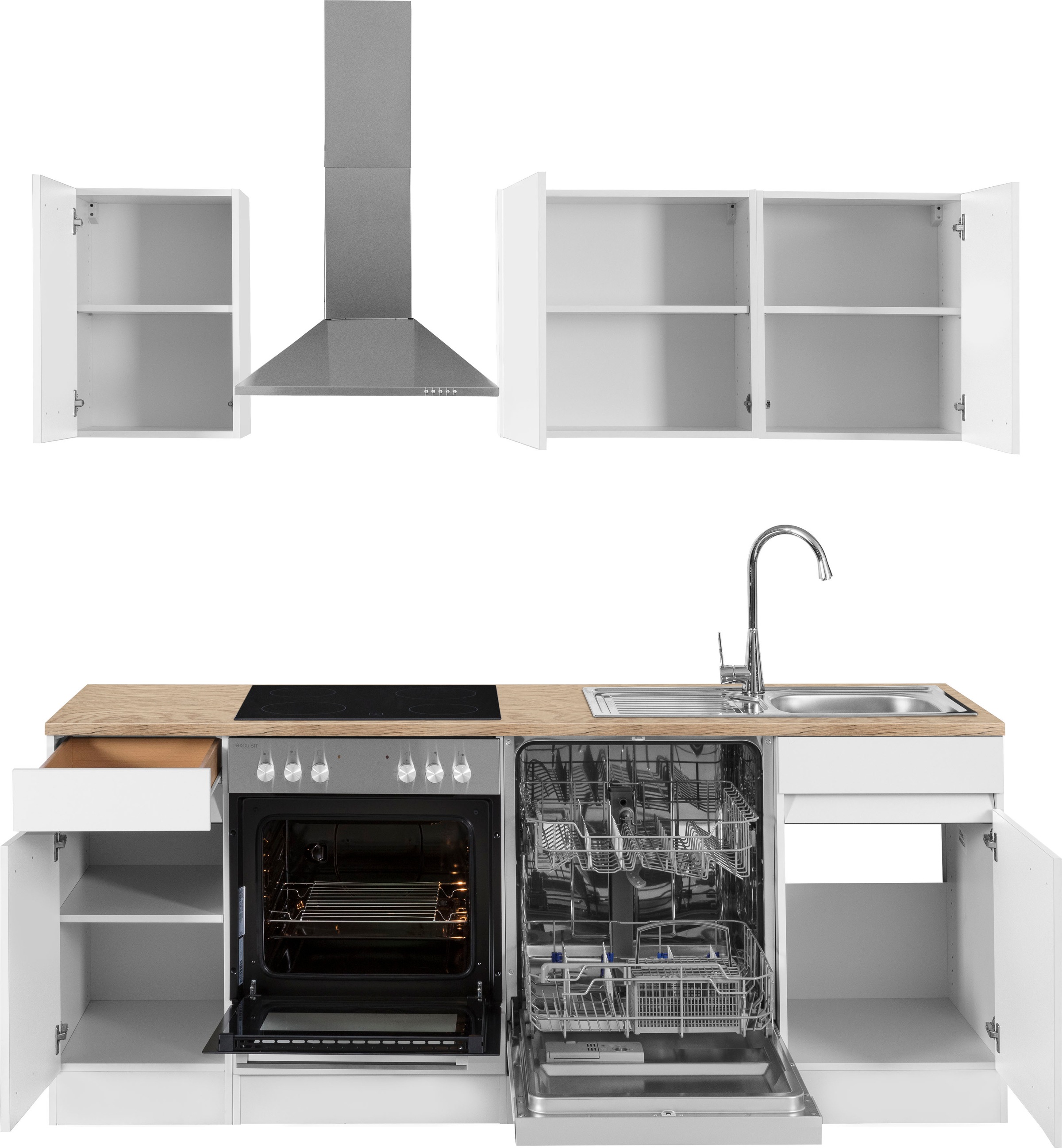 OPTIFIT Kitchenette »Roth« Breite 210 cm, wahlweise mit E-Geräten, Push-to-Open-Funktion