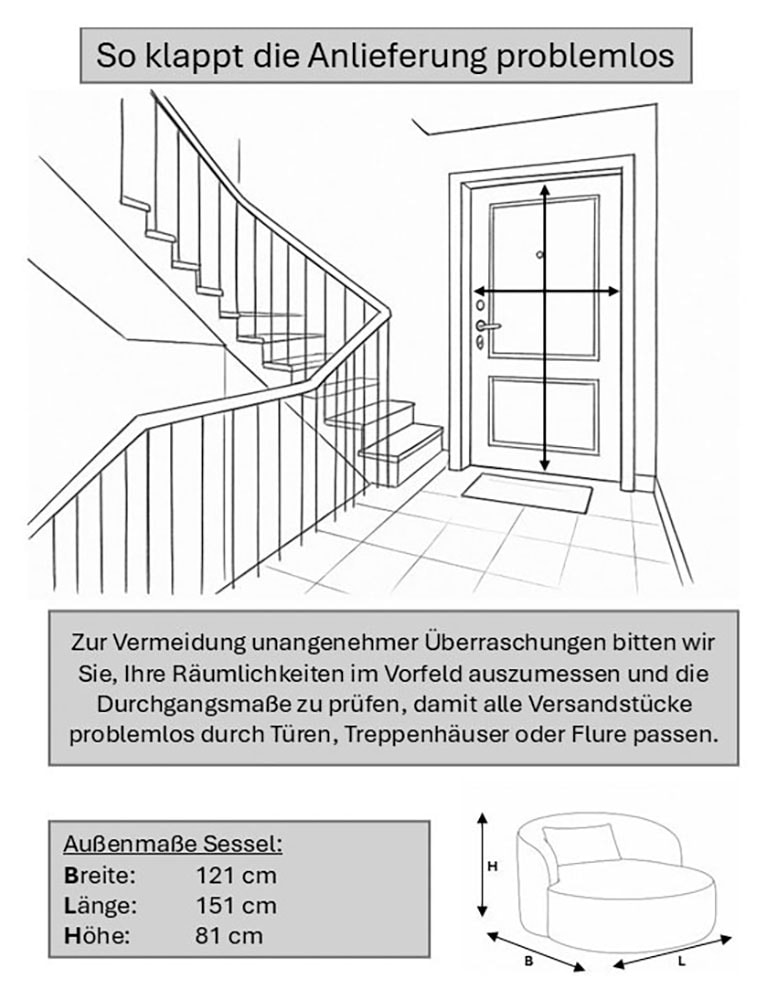LeGer Home by Lena Gercke Fauteuil XXL »Yllara, moderner Lesesessel, Loveseat mit grosszügiger Sitzfläche« avec dossier courbé en velours ou structure