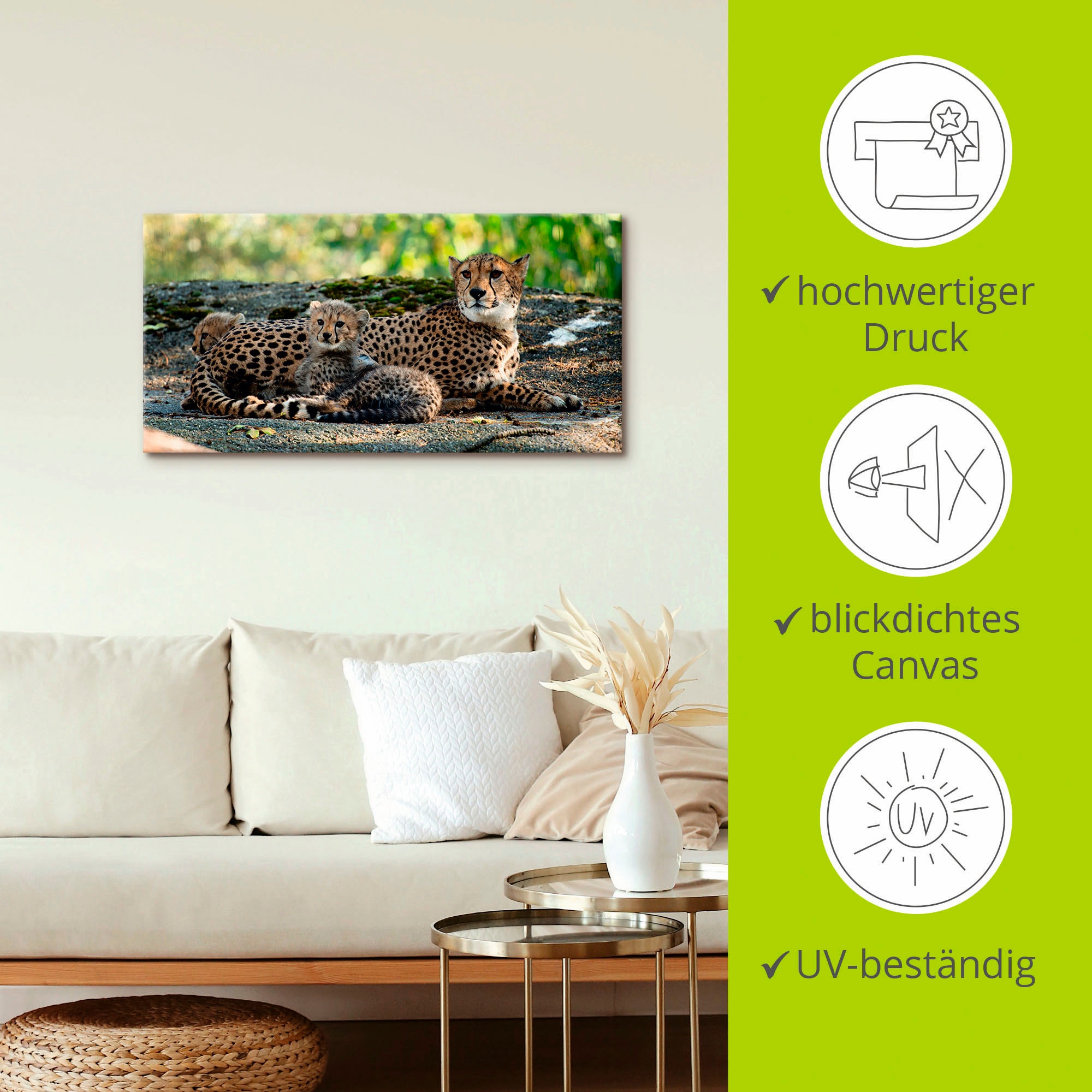 Artland Leinwandbild »Gepard 2« Wildtiere 1 Stk. tlg. auf Holzrahmen gespannt