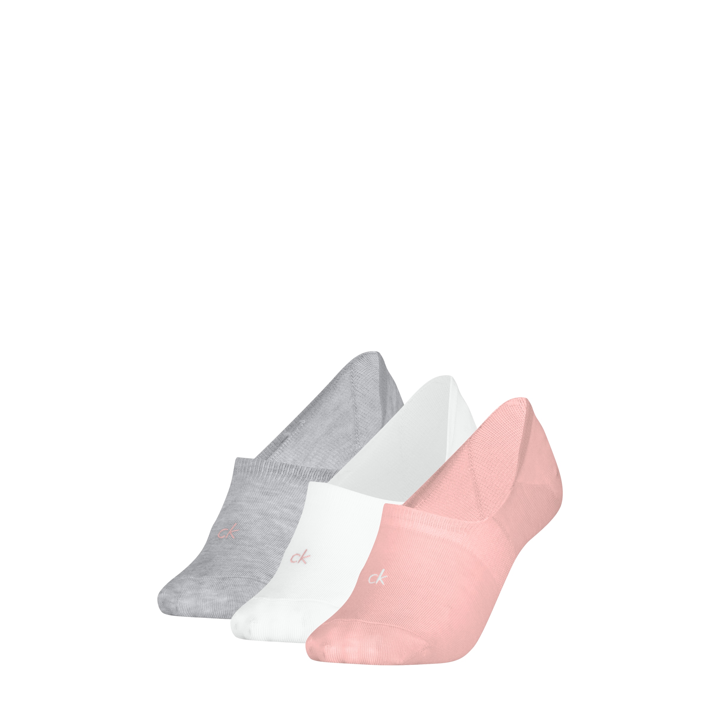 Calvin Klein Chaussons »CK WOMEN FOOTIE MC« 3 Paar,  Antirutsch Noppen im Fersenbereich, Cotton-Mix, elastisch