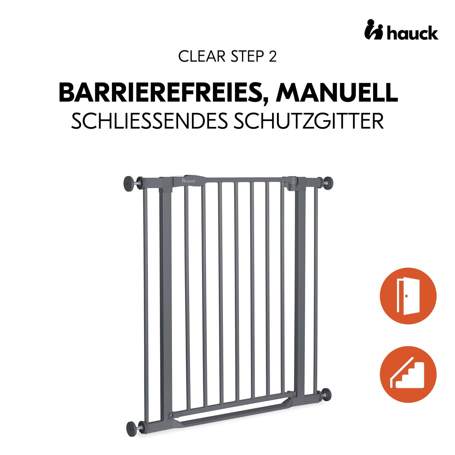 Hauck Türschutzgitter »Clear Step 2, Dark Grey« auch als Treppenschutzgitter verwendbar; 75-80 cm, flacher Durchgang