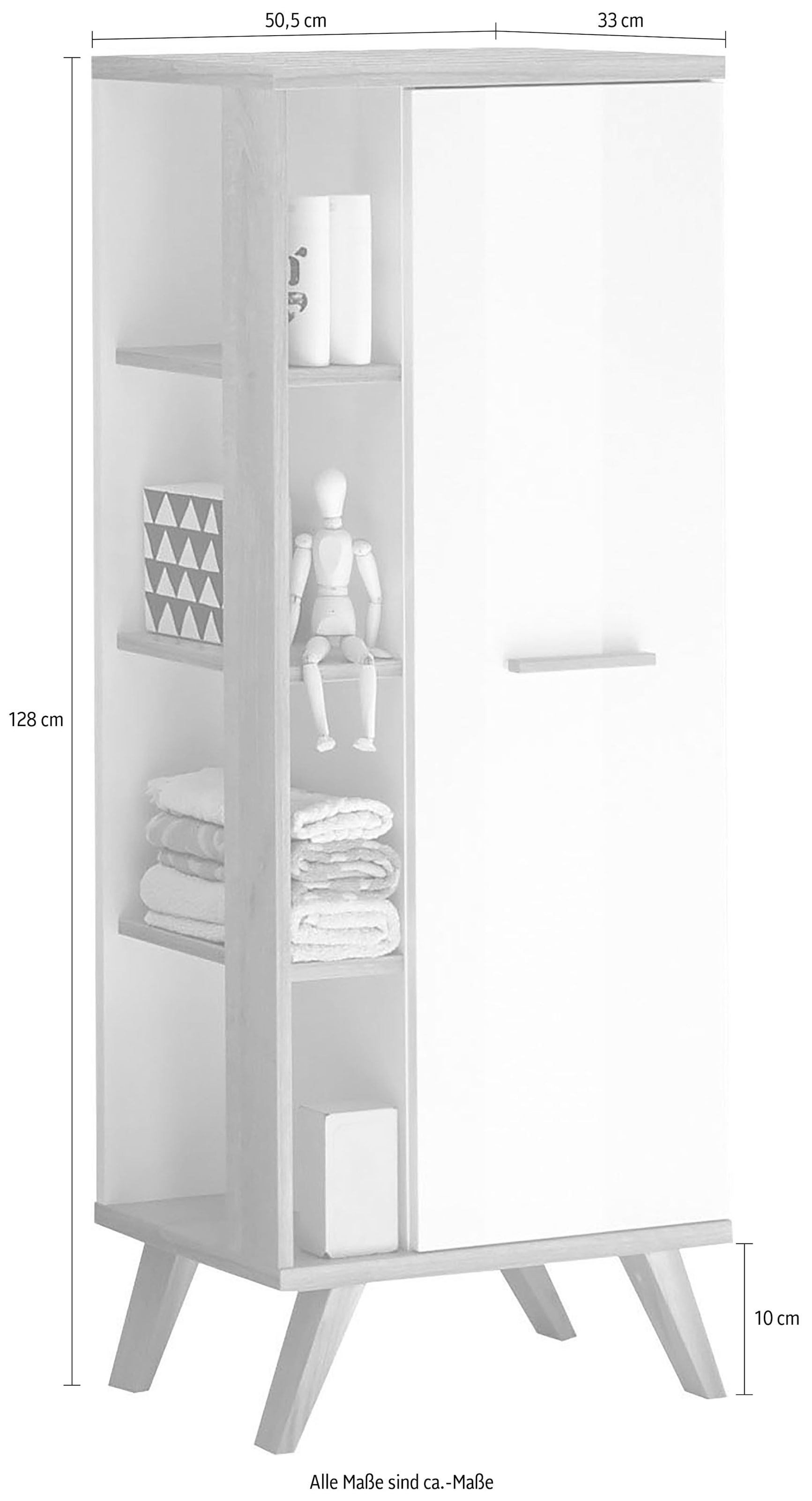 Saphir Midischrank »Quickset Badschrank 50,5 cm breit, 1 Tür, seitliche Ablagen« Badezimmer-Midischrank inkl. Türdämpfer, Griffe in Holz