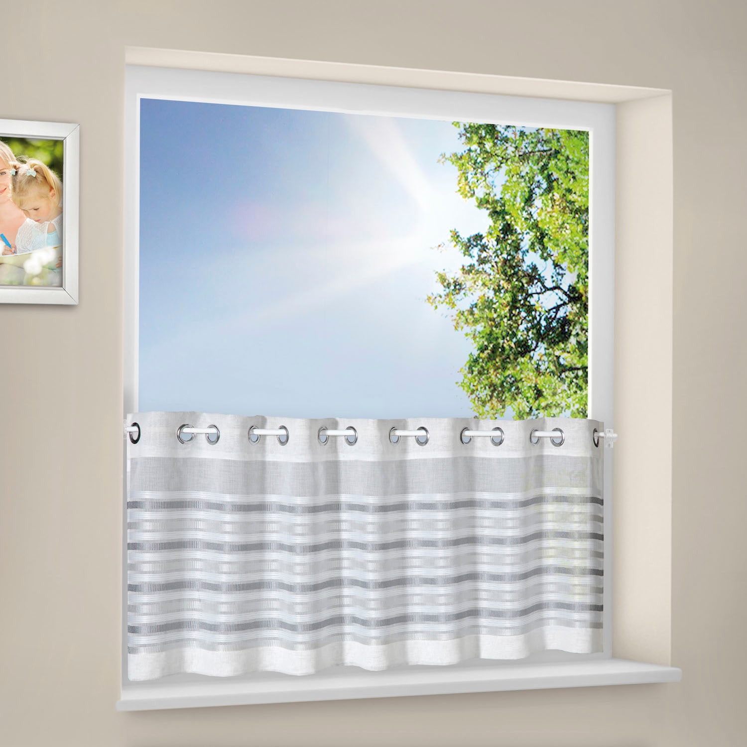 Gerster Scheibengardine »Heiko« Ösen 1 Stk. tlg. HxB: 50x150, mit modernem Streifen Design