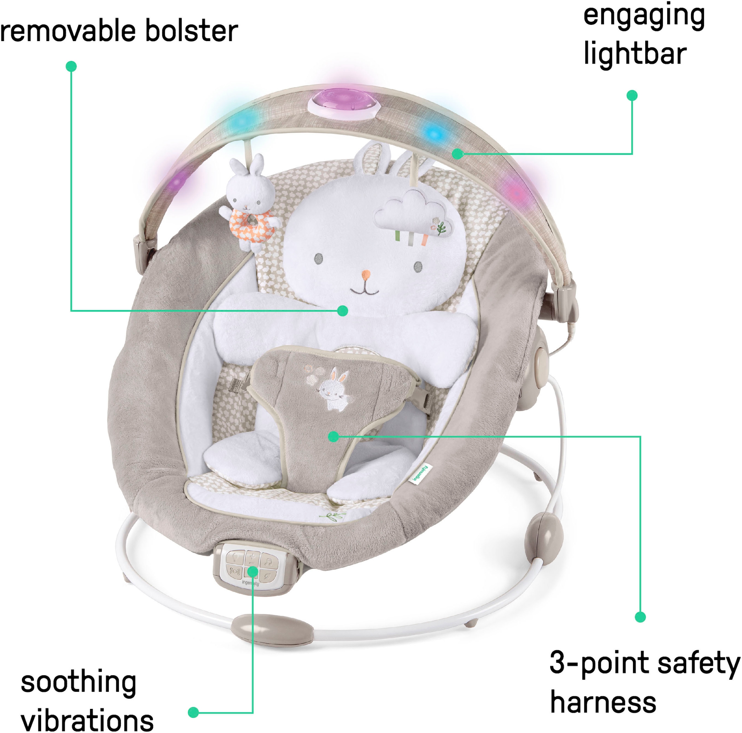ingenuity Balançoire bébé »InLighten Bouncer™ - Twinkle Tails™« bis 9 kilos mit Licht und Sound