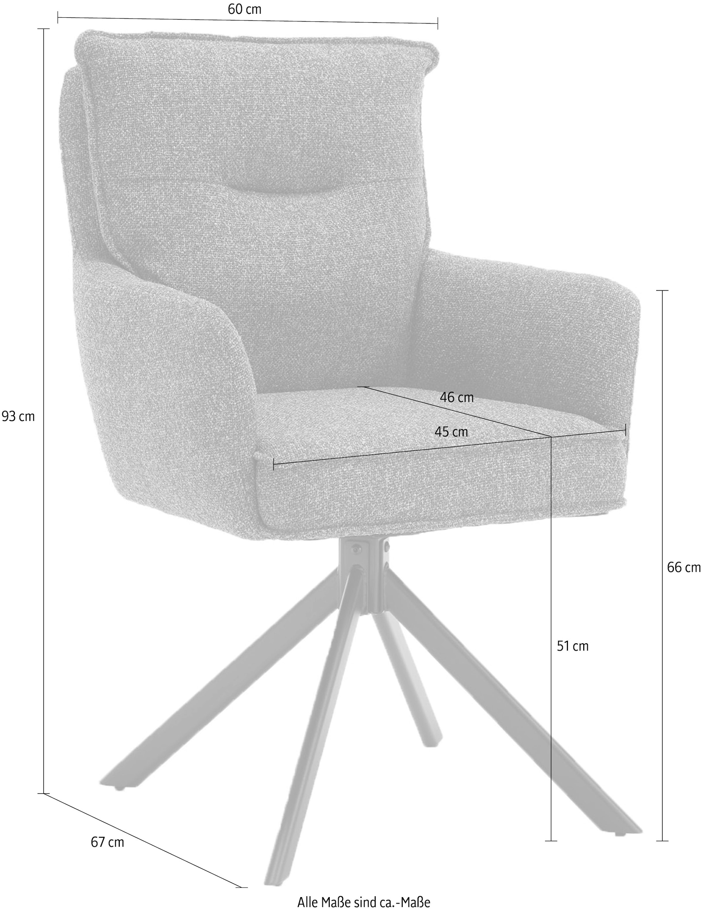 SalesFever Chaise de salle à manger »Austin - Armlehnstuhl mit hochwertiger Taschenfederkern-Polsterung« () 1 cuisEsszimmersessel: 360° Drehfunktion mit stilvollem Metallfuss