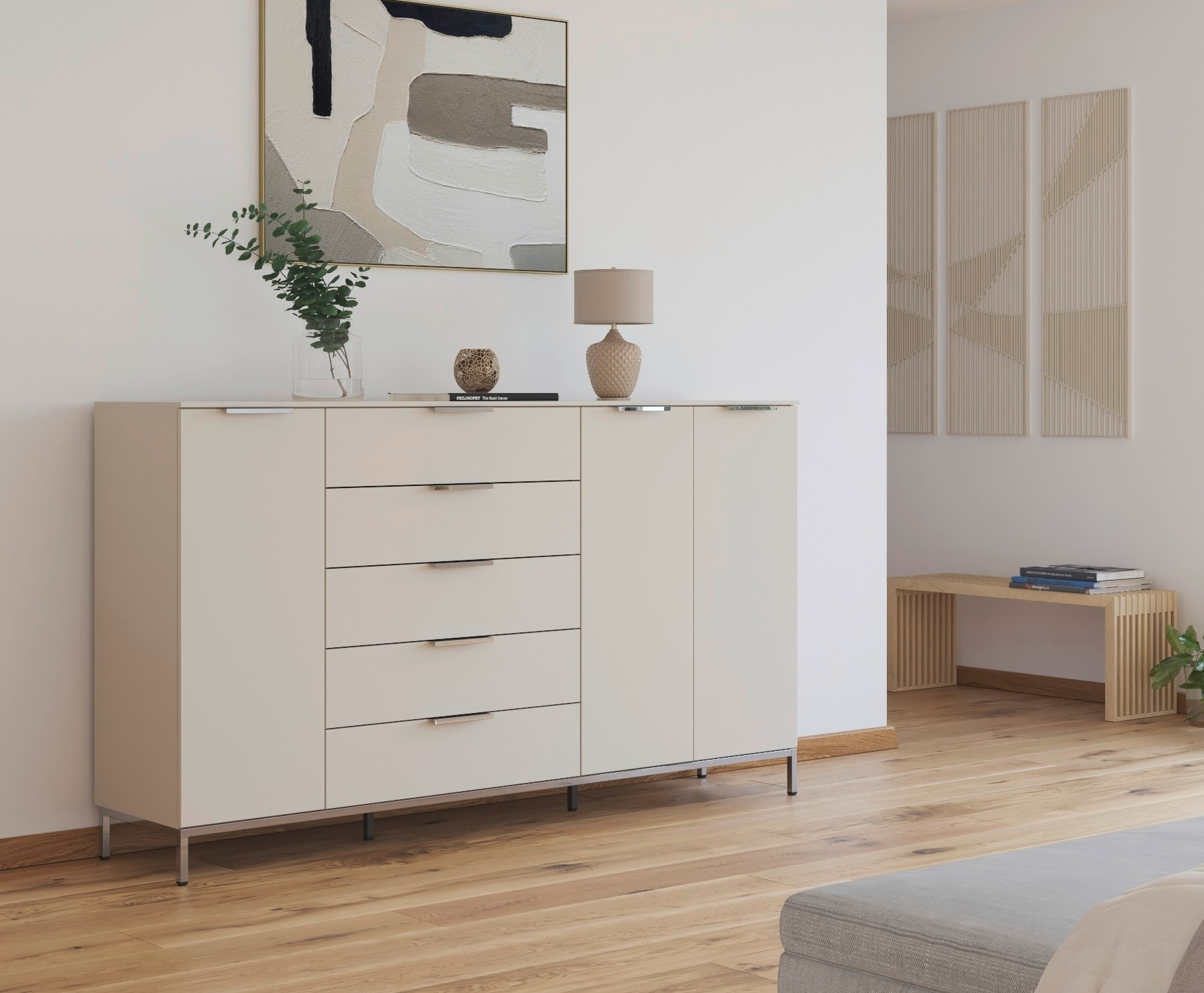 rauch Kombikommode »Kommode Türkommode Sideboard Kombikommode FLIPP« Breite 200 cm mit 4 Einlegeböden,  3-türig mit  5 Schubladen und Soft-Close-Funktion