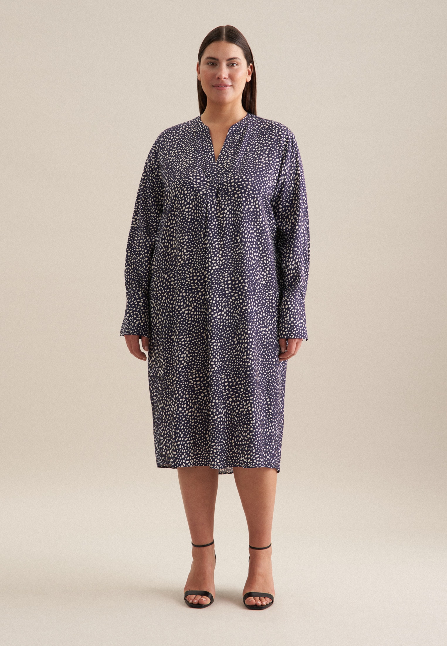 seidensticker Sommerkleid »Schwarze Rose« Langarm Kragen Druck