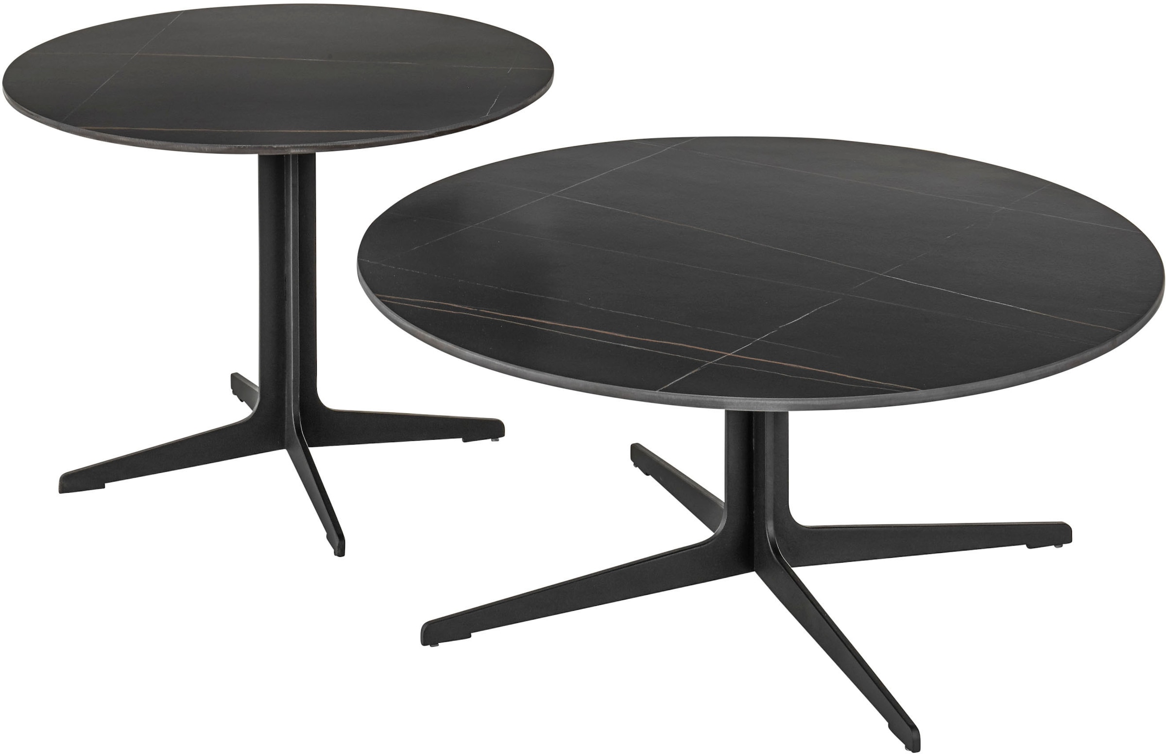 Stolkom Couchtisch »LENA« rund Keramik Schwarz, Tisch mit Gestell in schwarz