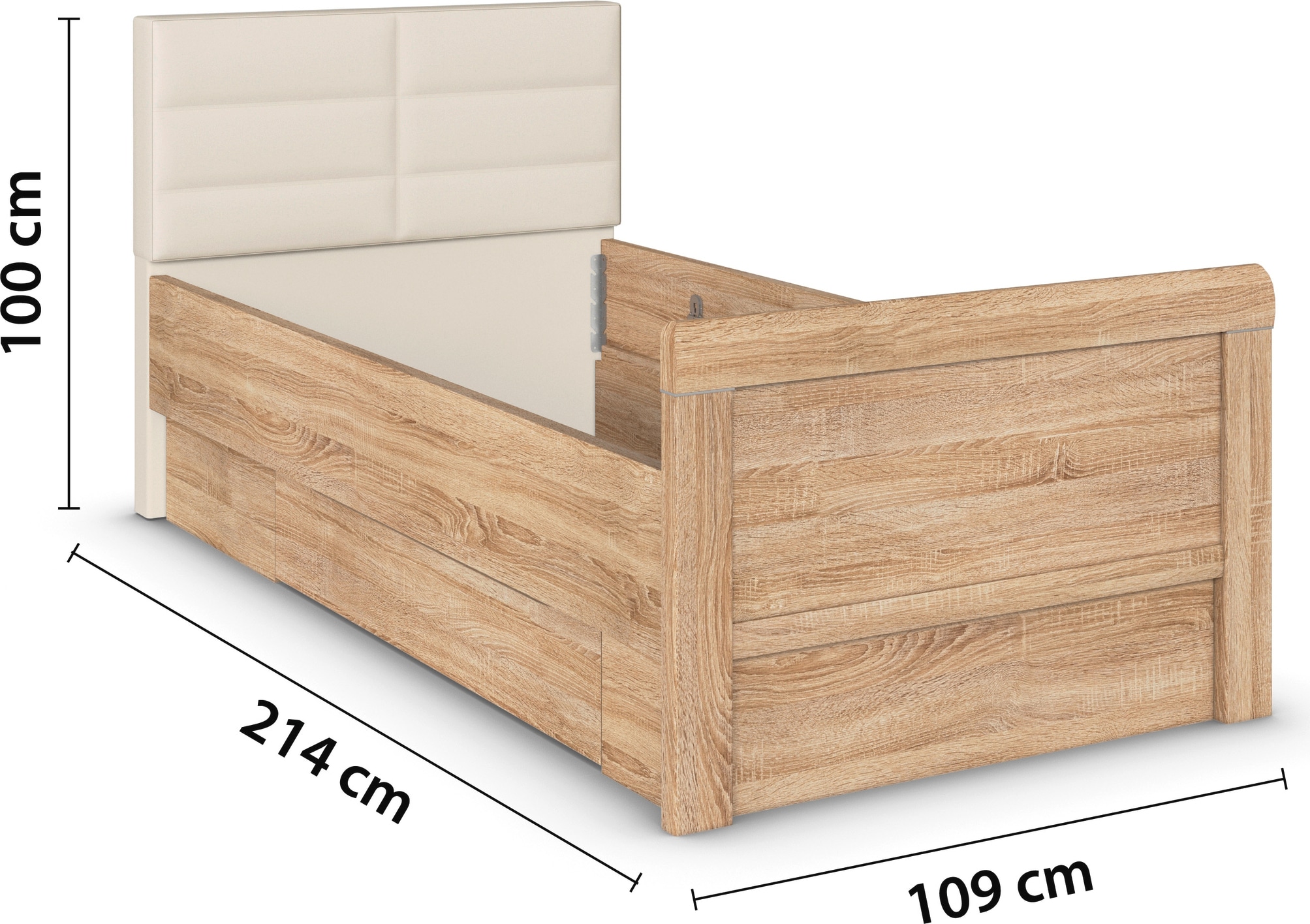 rauch Stauraumbett »Bett Einzelbett Stollenbett Bettkästen EVELYN« in Komforthöhe mit Polsterkopfteil sowie Schubladen MADE IN GERMANY