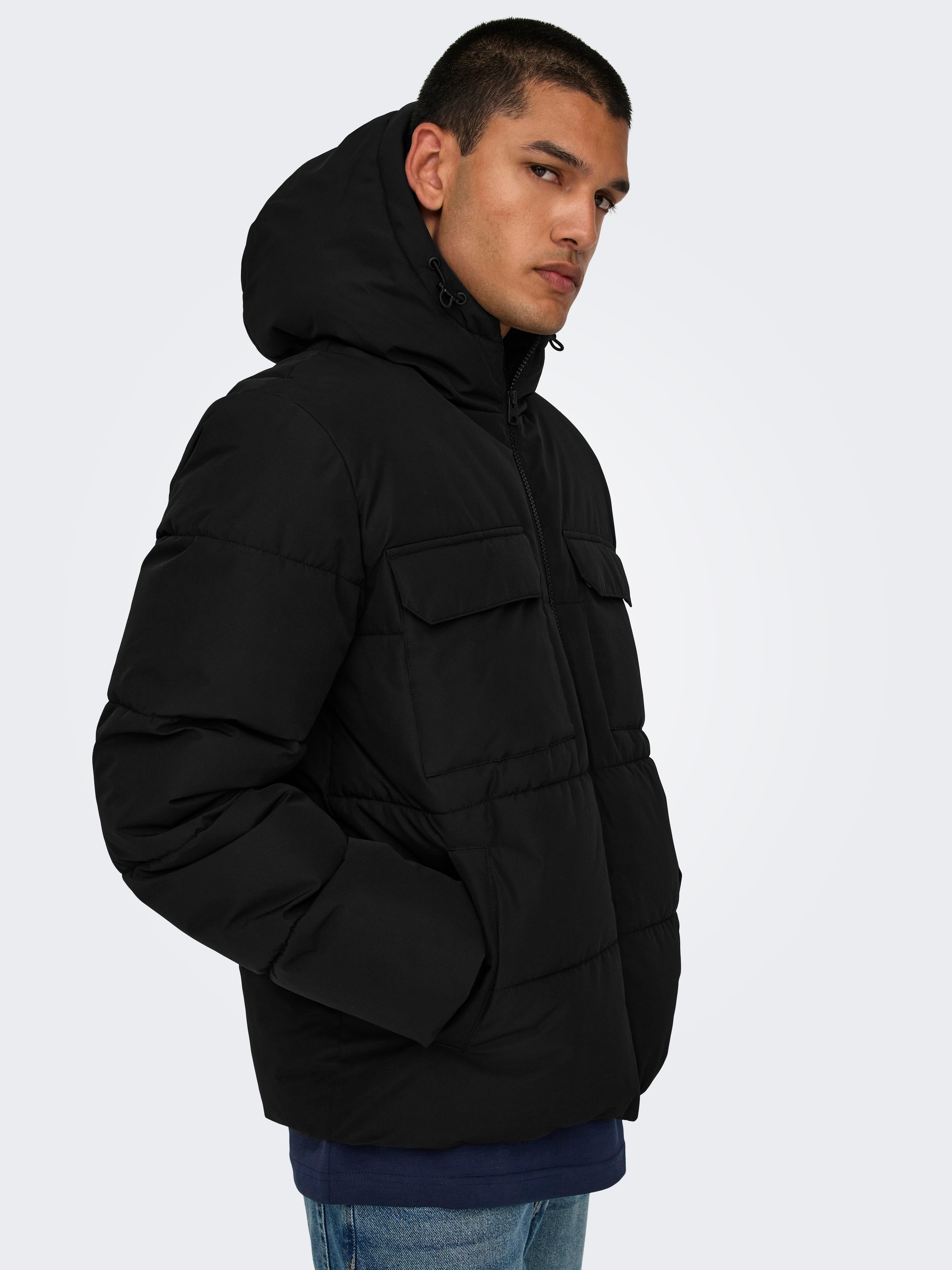 ONLY & SONS Steppjacke »ONSELIJAH PCKT. HOOD JACKET OTW NOOS« mit Kapuze