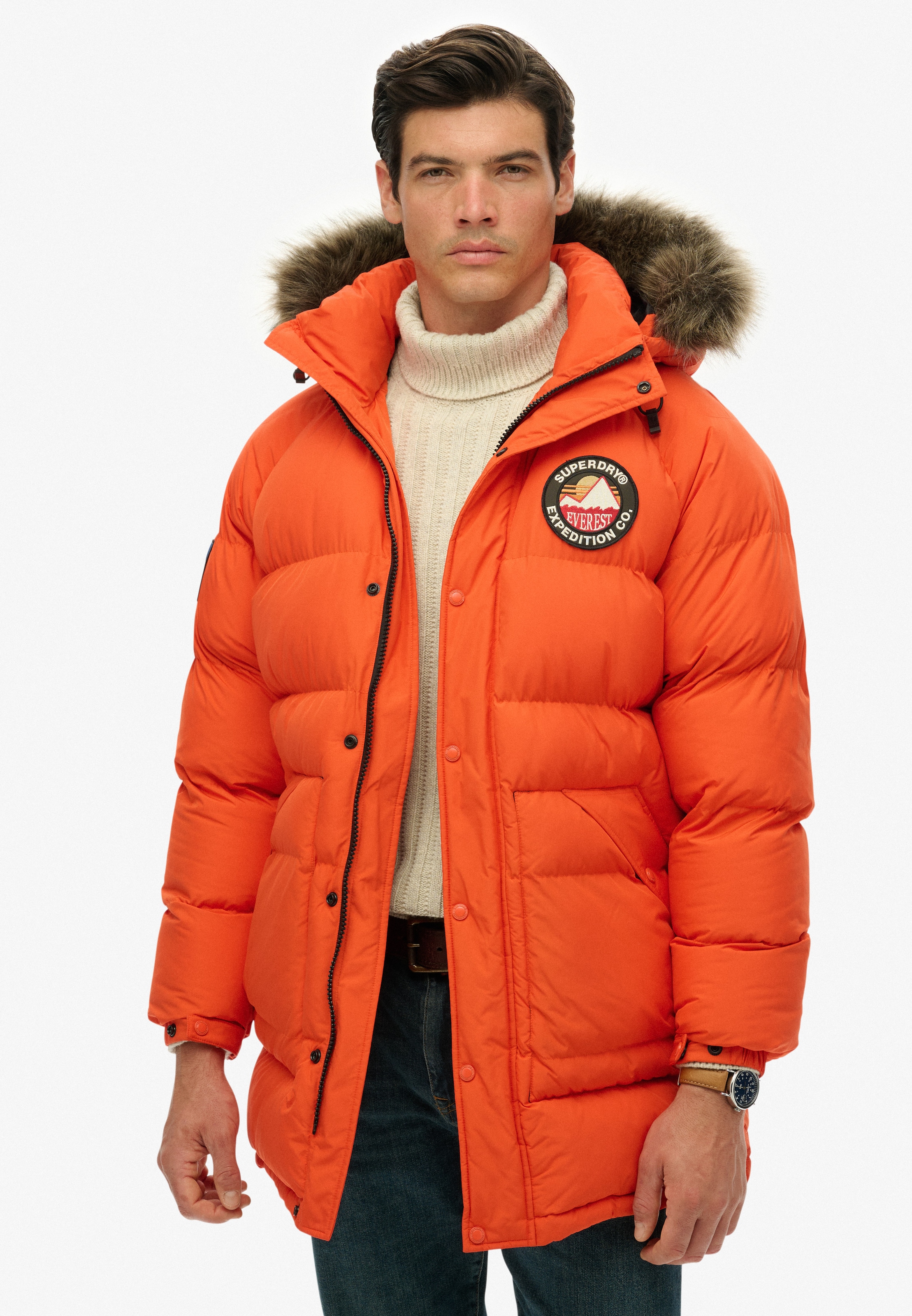 Superdry Veste matelassée »EVEREST LONGLINE BAFFLED PARKA« mit Kapuze