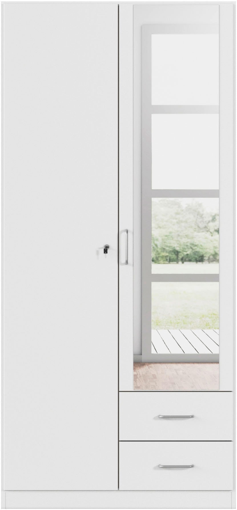 rauch Kleiderschrank »Schrank Garderobe Garderobenschrank Putzschrank Wäscheschrank BERGHEIM« Breiten 91/136/181 cm, Höhe 197 cm,  2 Aussenschubladen, Tür/en abschliessbar je 2 Schlüssel MADE IN GERMANY