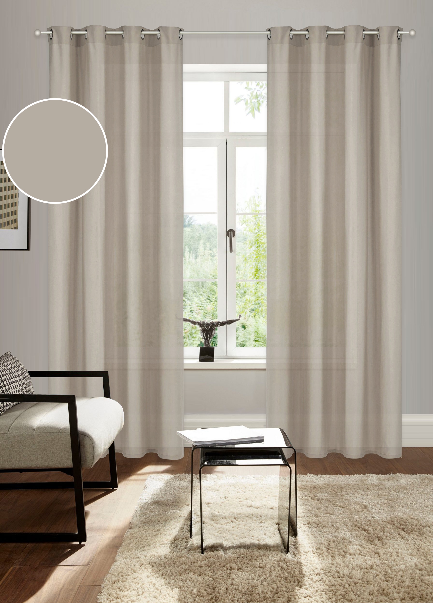 Bruno Banani Vorhang »Lagan« Ösen 2 Stk. tlg. 2-er Set, gewebt, Microfaser, versch. Grössen, einfarbig, Bestseller