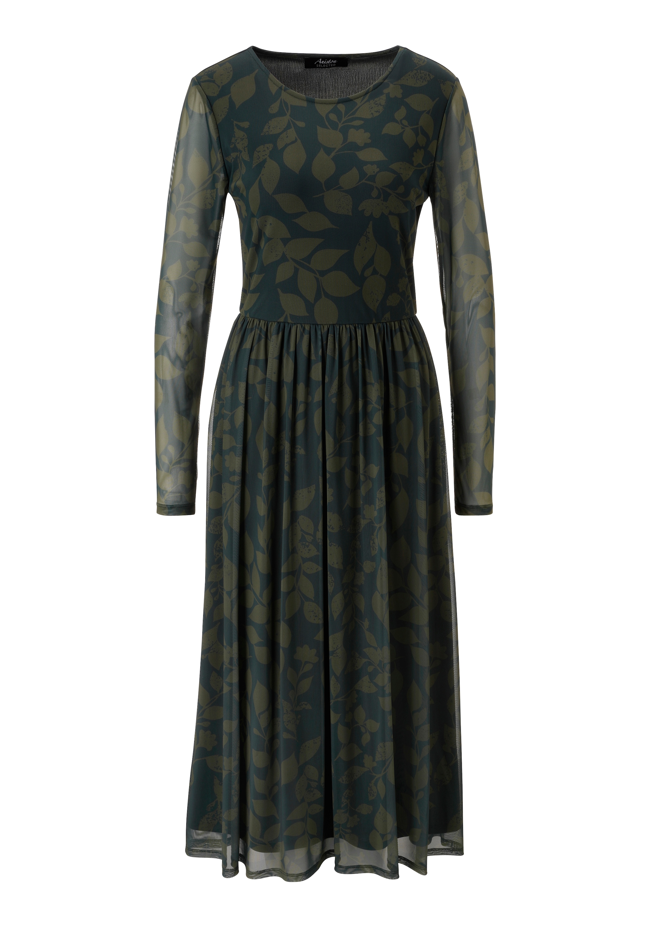 Aniston SELECTED Robe midi avec motif floral fantaisiste de feuilles