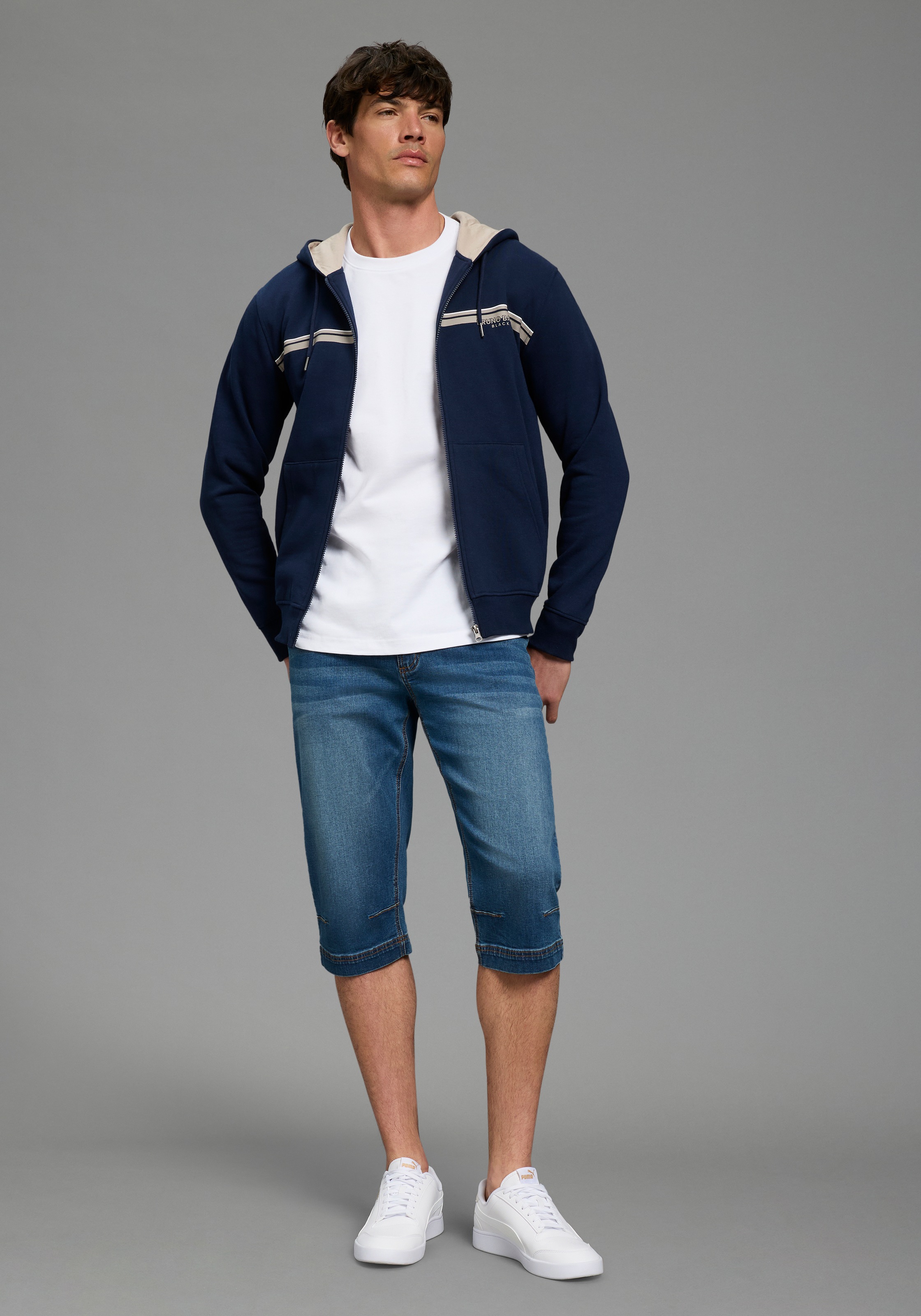 Bruno Banani Jeansbermudas Straight-Fit, normale Leibhöhe, aus elastischem Denim-Material