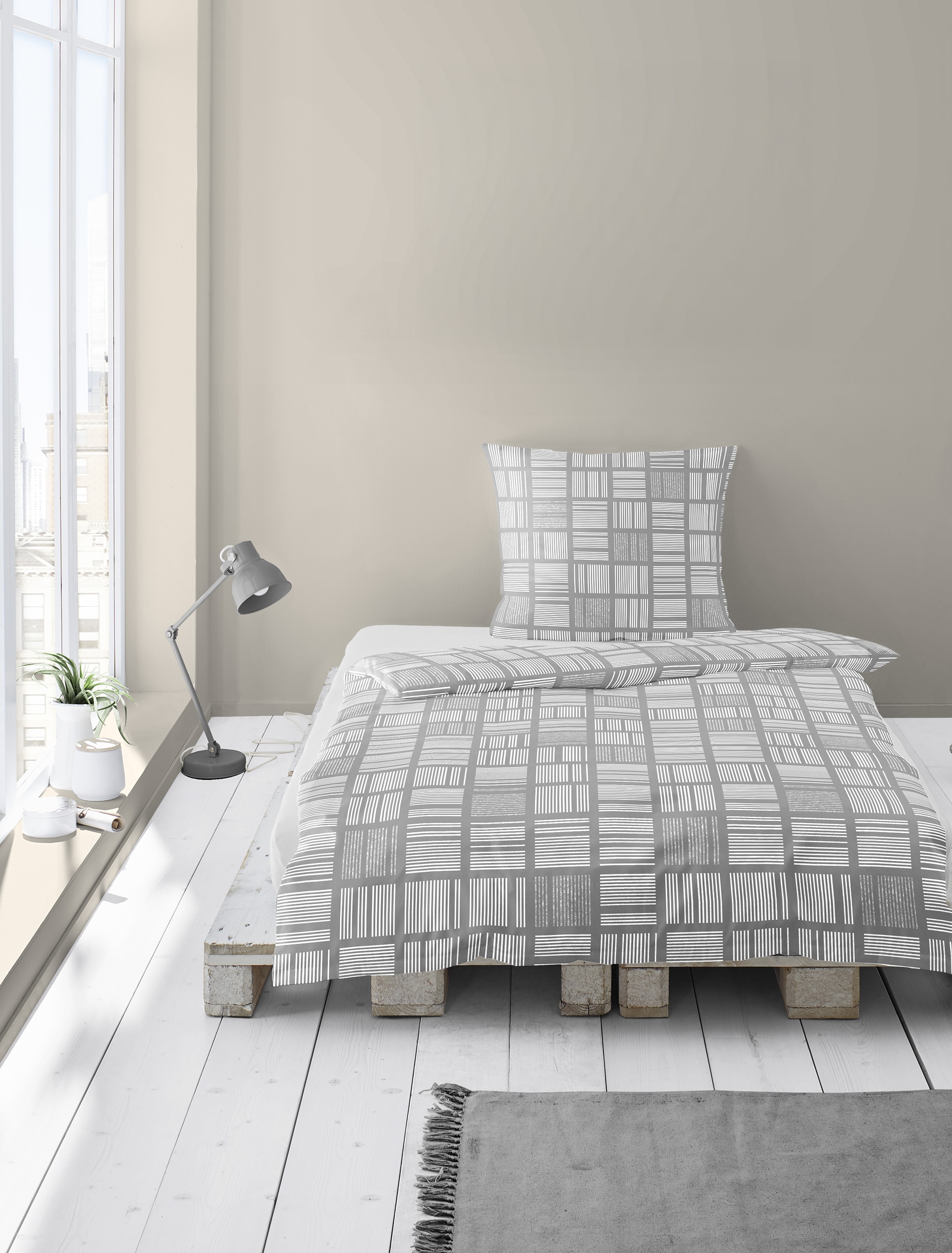 BIERBAUM Bettwäsche »3063« 2 Stk. tlg. Mako-Satin, 100 % Baumwolle, pflegeleicht