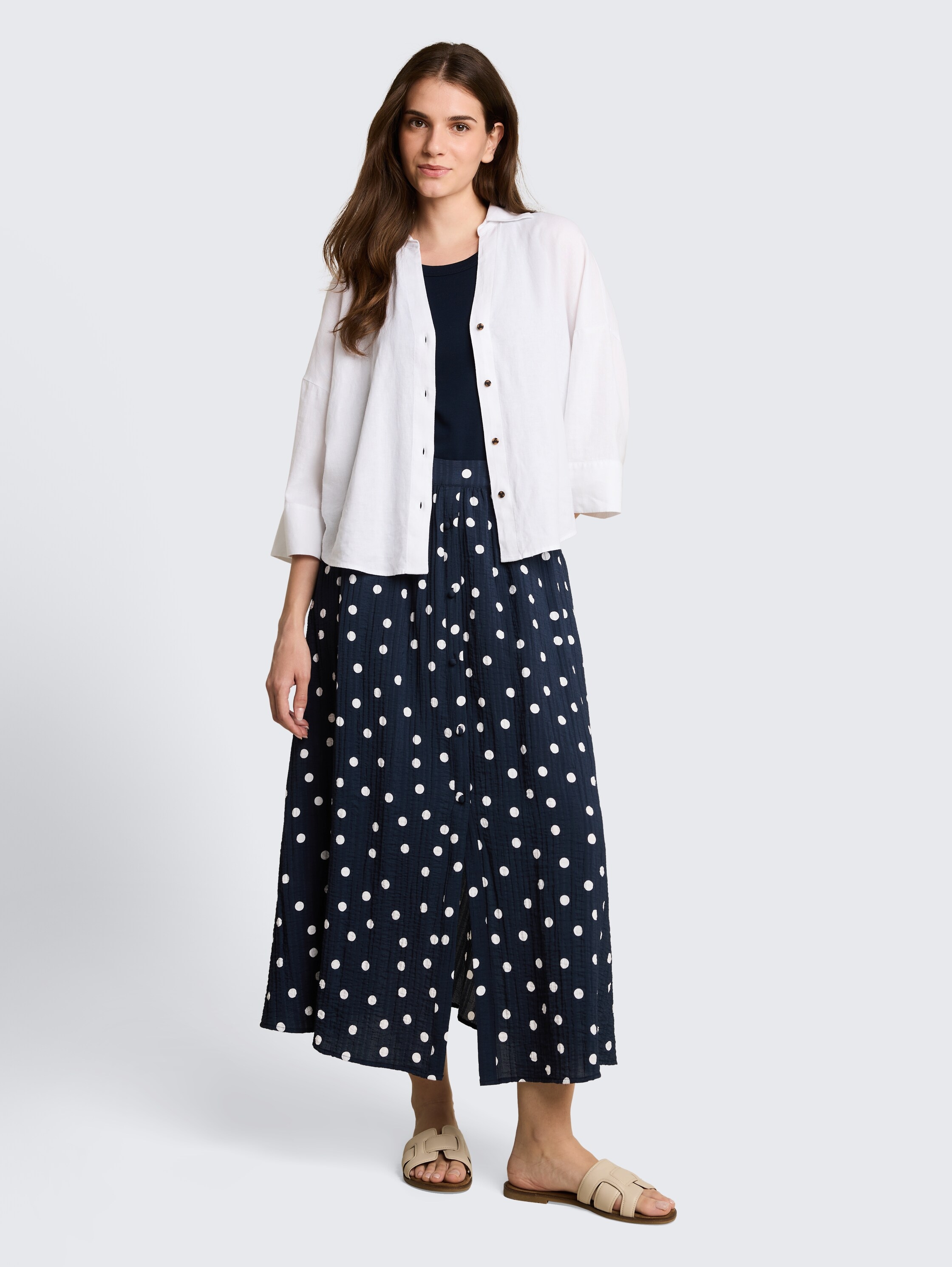 TOM TAILOR Jupe midi Jupe d'été à pois avec ceinture élastique