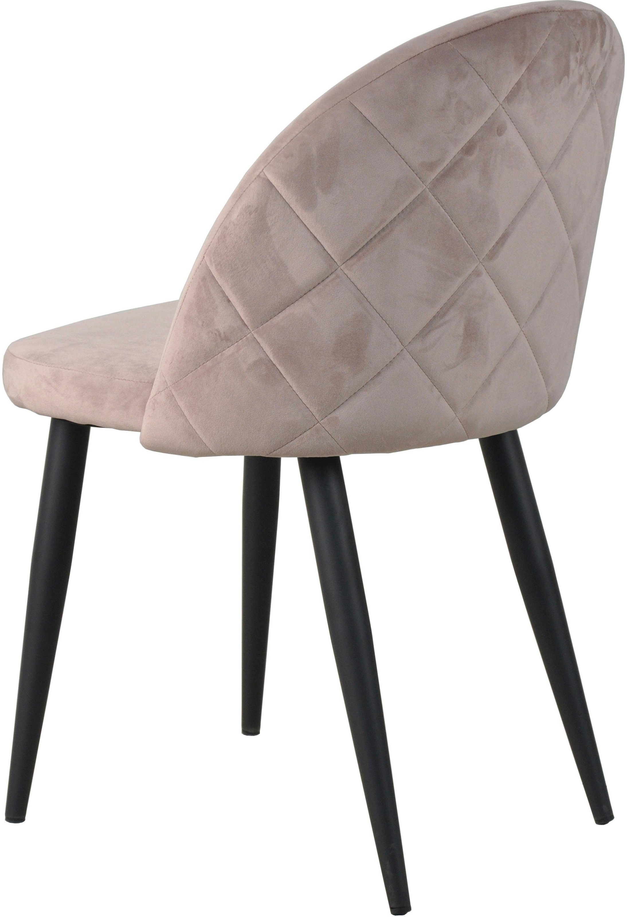 SIT Chaise rembourrée »Avila 2er-Set aus Samt mit Karo-Steppung & Stahlgestell« (Ensemble) 2 cuisRevêtement en velours noble vieux rose avec piqûres carreaux modernes