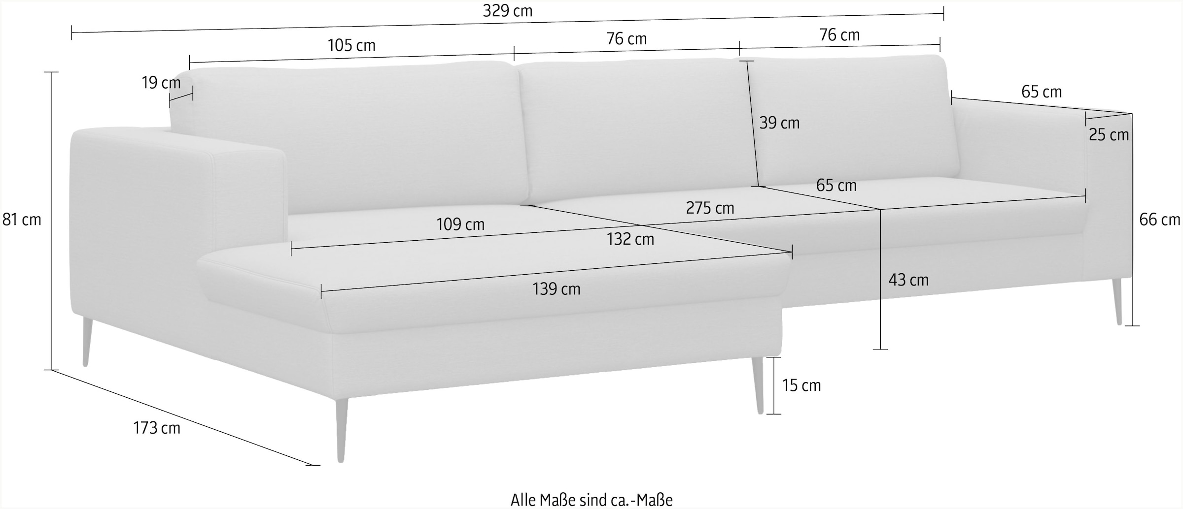 DOMO collection Canapé d'angle »Modica, zeitlos und elegant, L-Form« moderne Optik mit extrabreiter Recamiere, auch in Cord