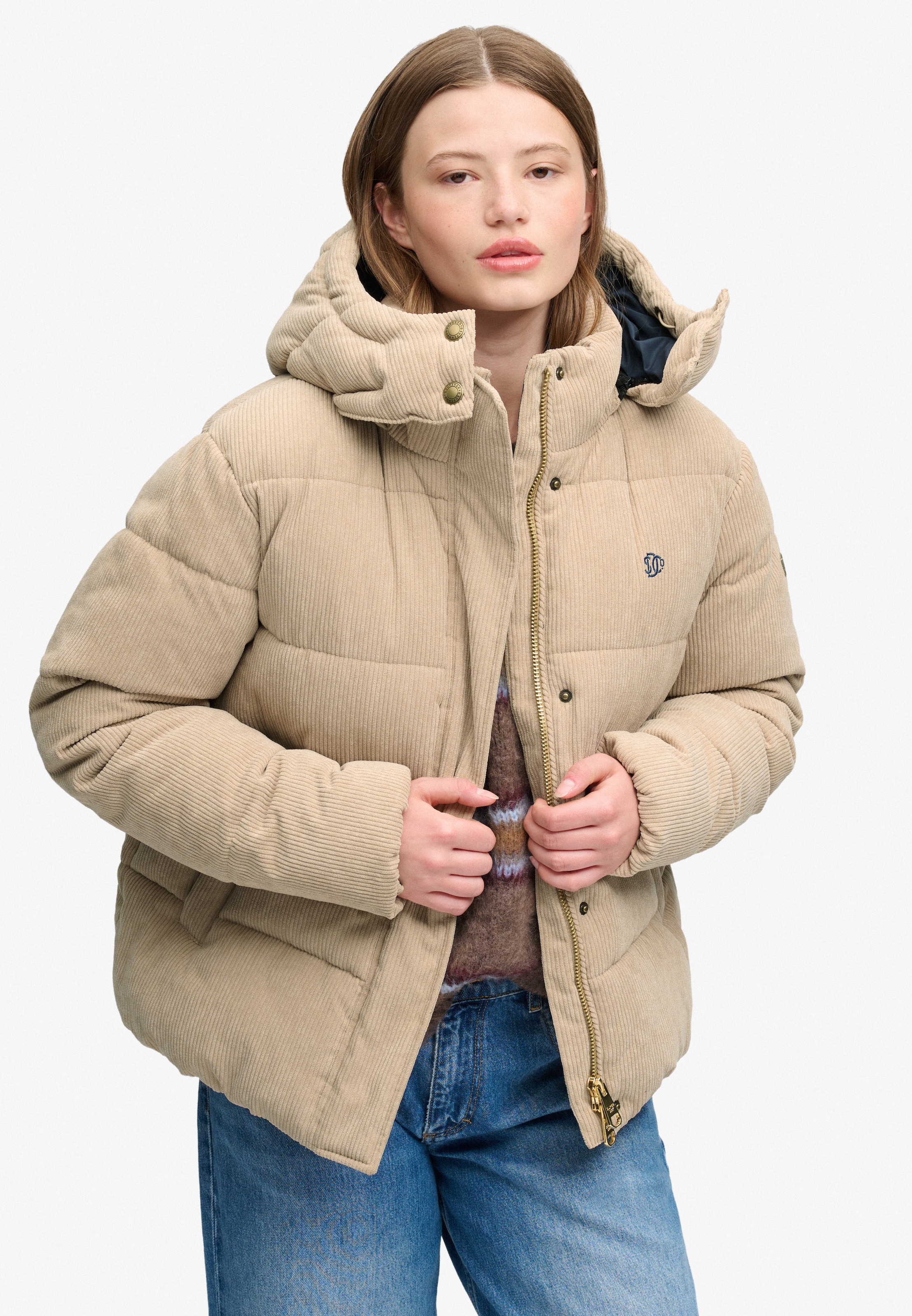 Superdry Veste matelassée »PREMIUM HOOD CORD PUFFER JKT« Kunstfaser, relaxed fit, aus Cord