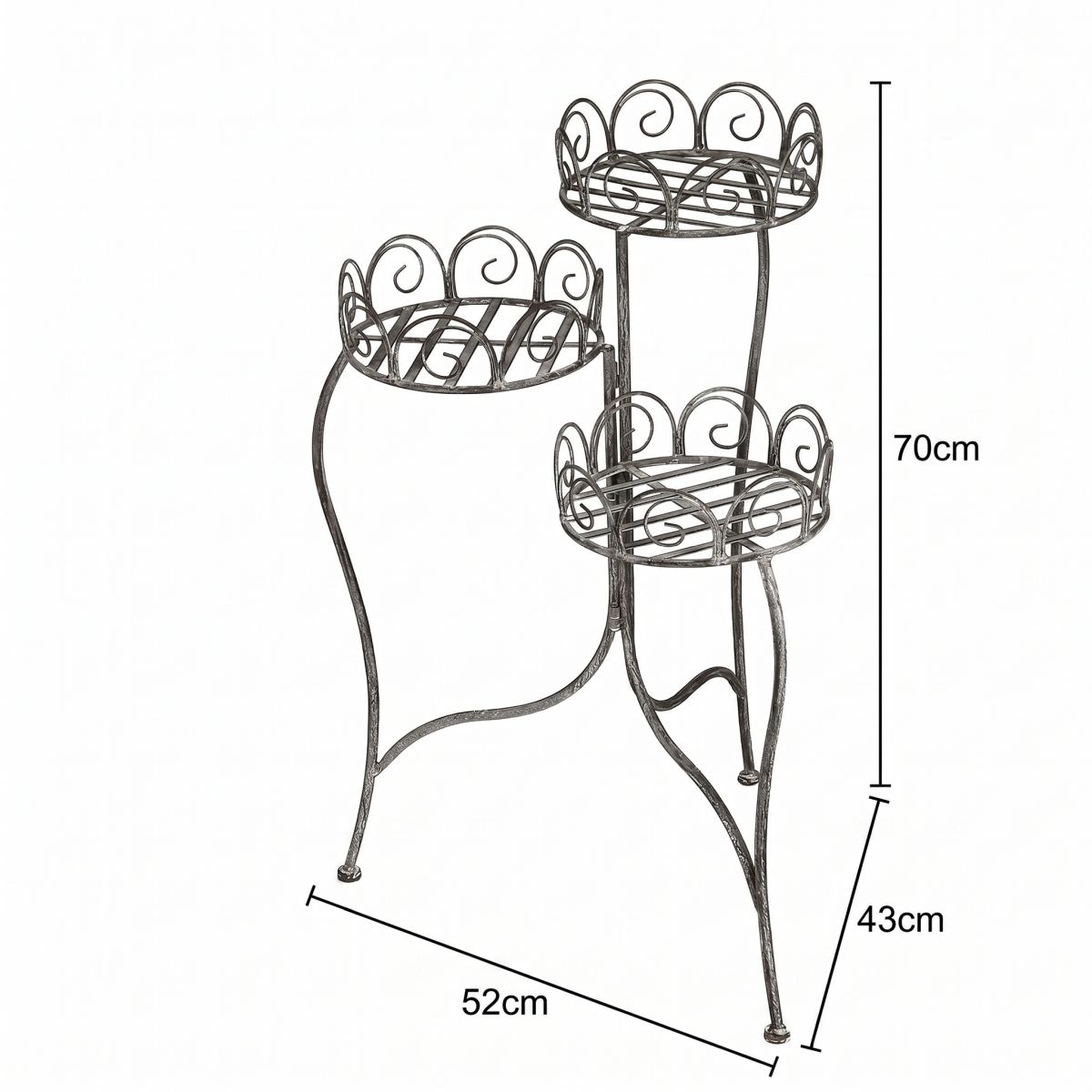 Ambiente Haus Blumenhocker »Blumenständer in grau (H) 70cm« 1 Stk. tlg. aus Schmiedeeisen mit Pulverbeschichtung für Innen- und Aussenbereich