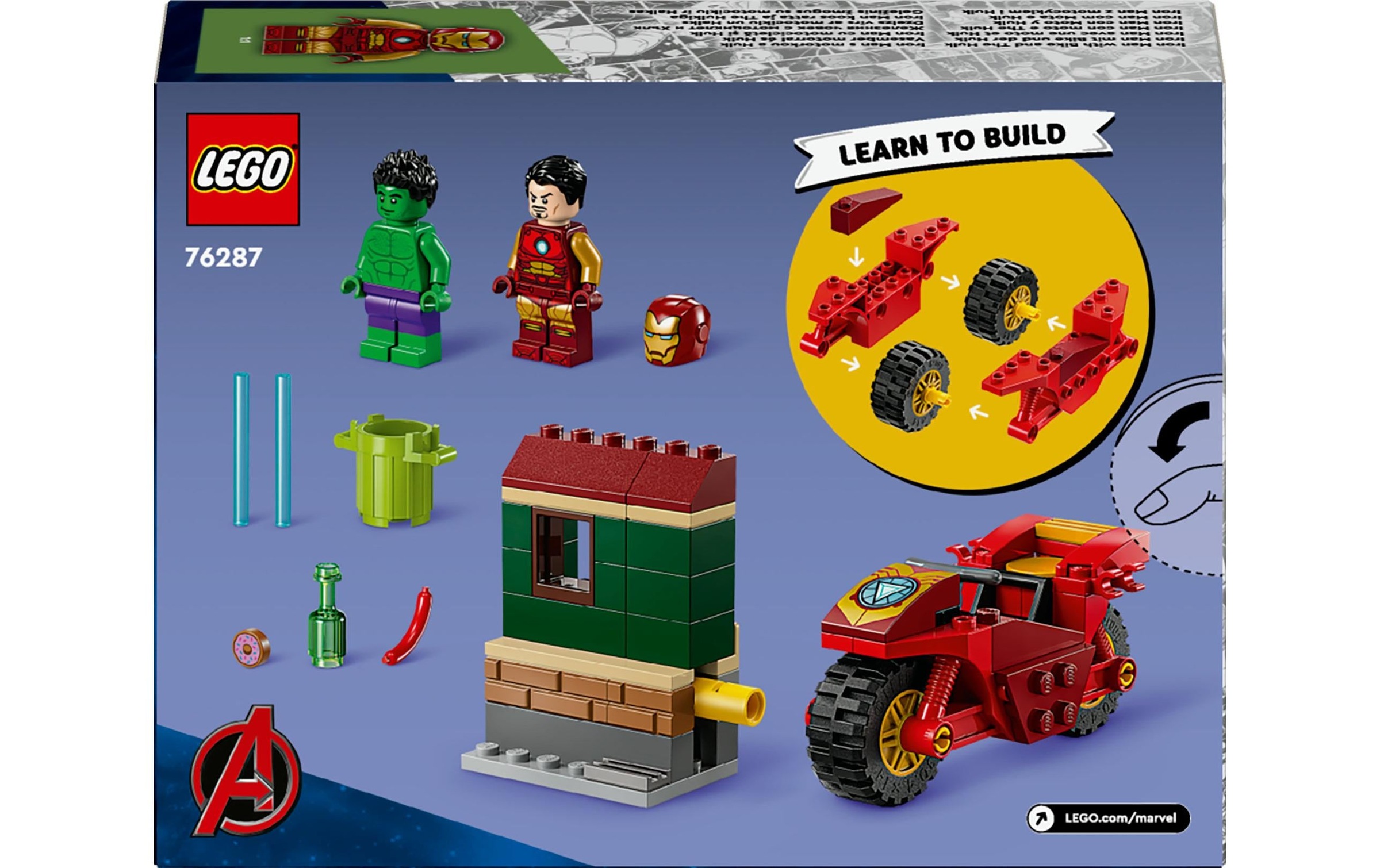 LEGO® Konstruktionsspielsteine »Marvel Iron Man mit Bike und der Hulk 76287«