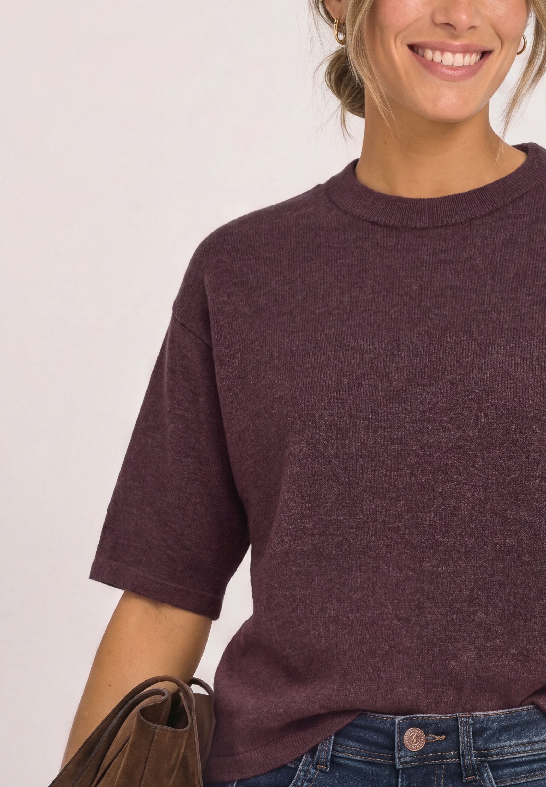STREET ONE Pull en tricot pull manches 3/4 avec col rond
