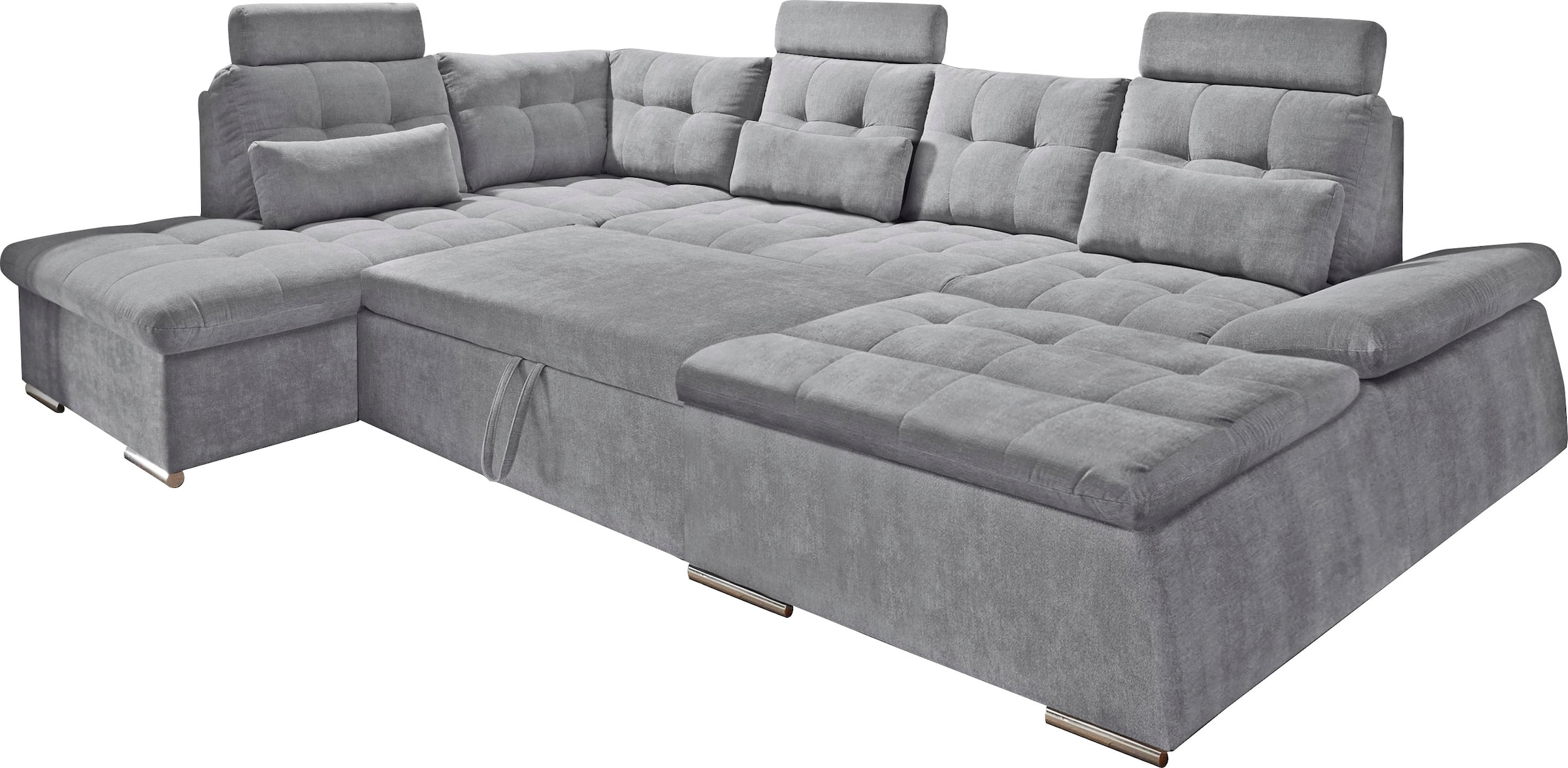 ED EXCITING DESIGN Paysage de salon »Nalo U-Form mit Bettfunktion, Bettkasten« réglage des accoudoirs, appuie-têtes & 3 coussins lombaires