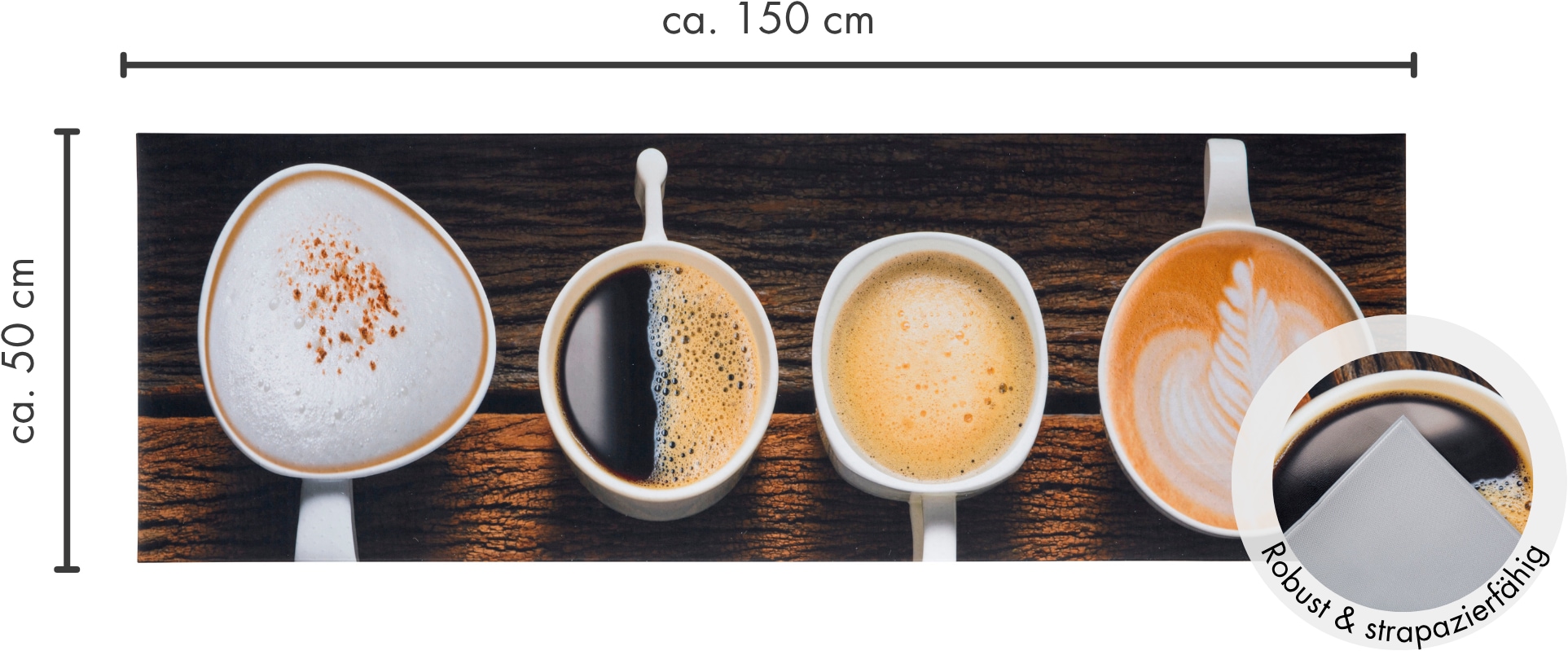 Andiamo Chemin de table »Kitchen« Rectangulaire 3 mm Höhe Vinyl-Küchenläufer, moderne Küchenmotive, Pasta, Gewürze, Kaffee