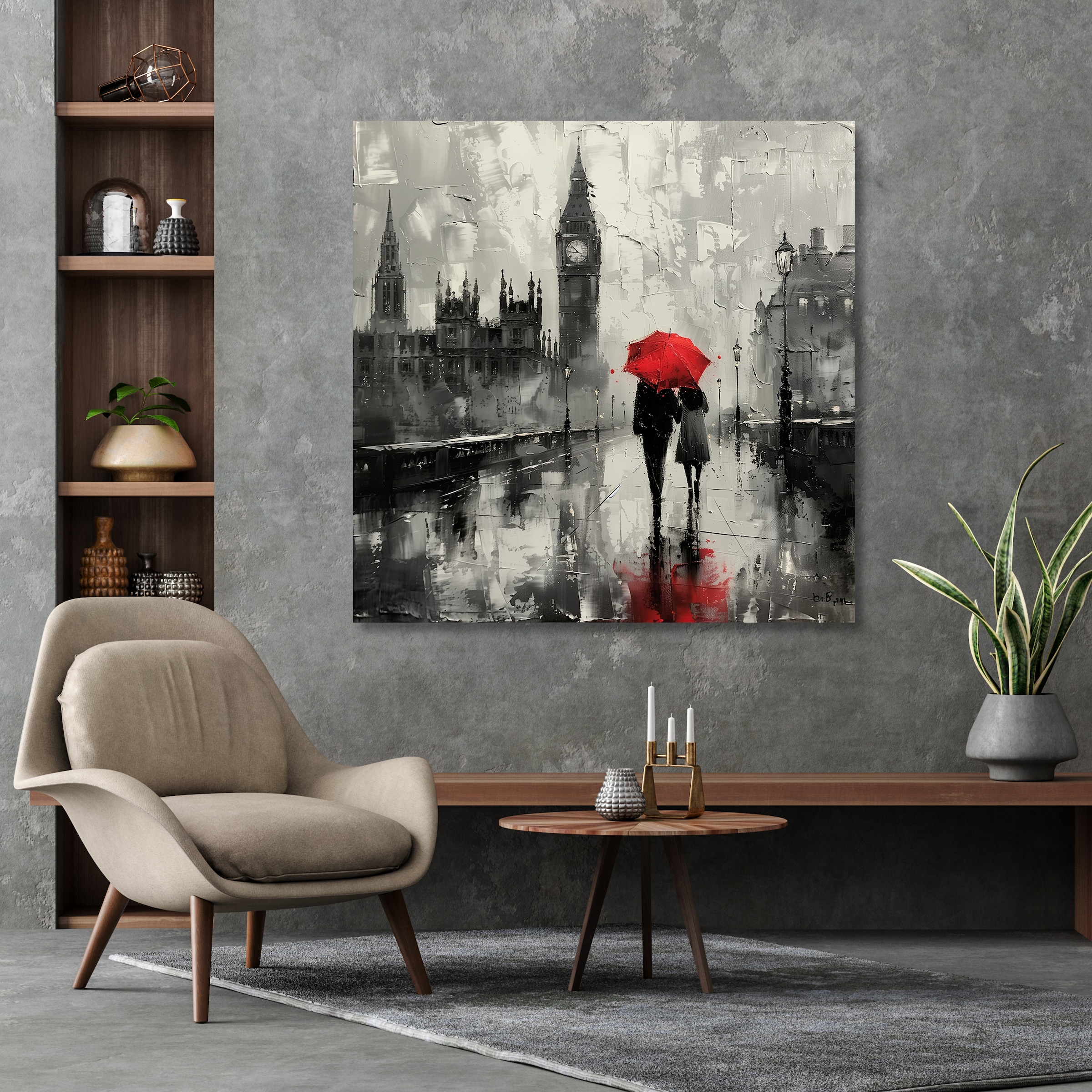 queence Tableau sur toile »Big Ben bei Regen«