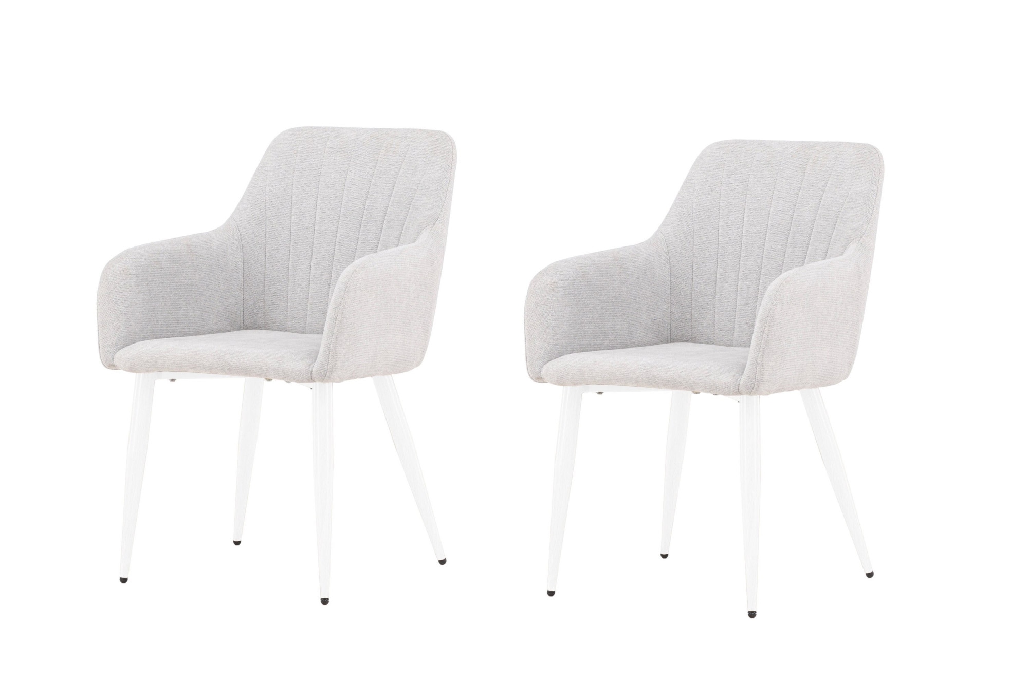 Venture Home Chaise de salle à manger »Comfort, 2er-Set Esszimmerstühle in Hellgrau, weisse Beine, robust« () 2 cuisPolsterstuhl, Leinen-Bezug hellgrau, weisse Stahlbeine, Armlehnen