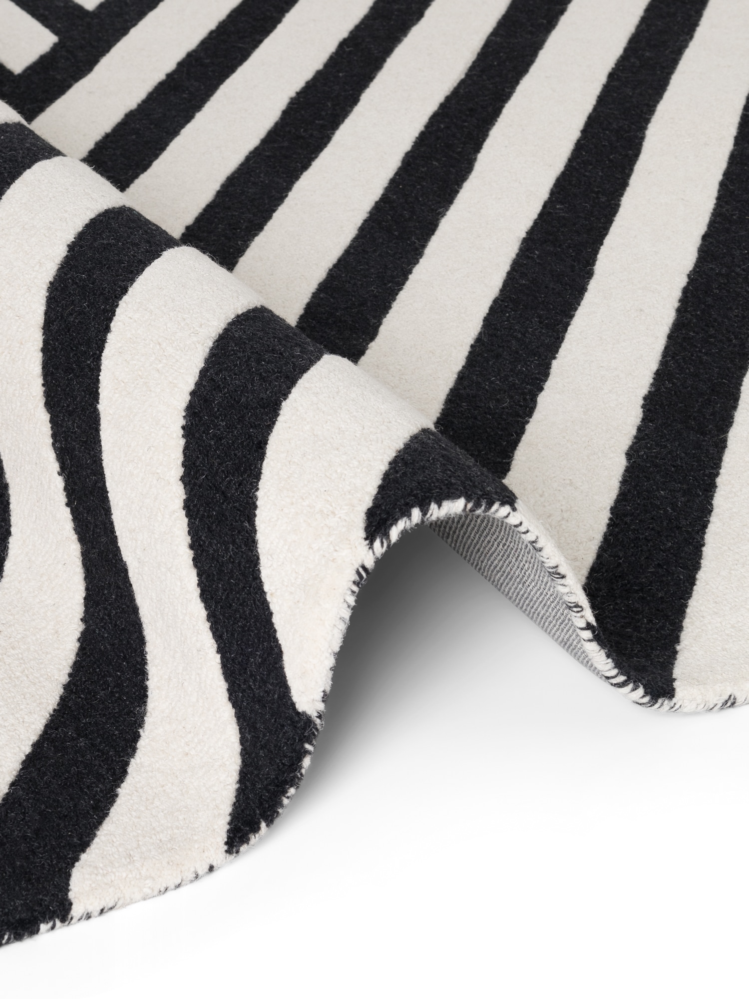 ELLE DECORATION Tapis en laine »Noir« Rectangulaire 12 mm Höhe Wolle, Natur, Wohnzimmer, schwarz weiss, Modern, Geometrisch, Streifen