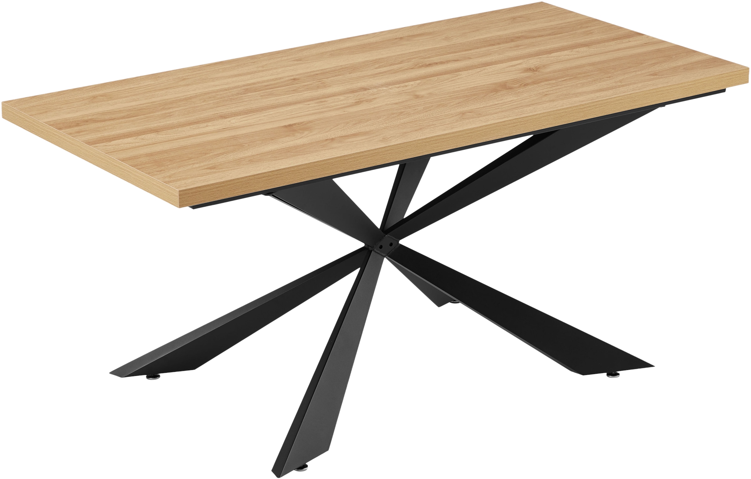 GOODproduct Essgruppe »Cusey, besteht aus einem Esstisch und vier Stühlen« Set, Stühle drehbar, Esstisch 160 cm, 4 cm starke Tischplatte, 5 Stk. tlg. kratzfester Tisch in Holzoptik, drehbare Stühlen, atmungsaktivem Stoff