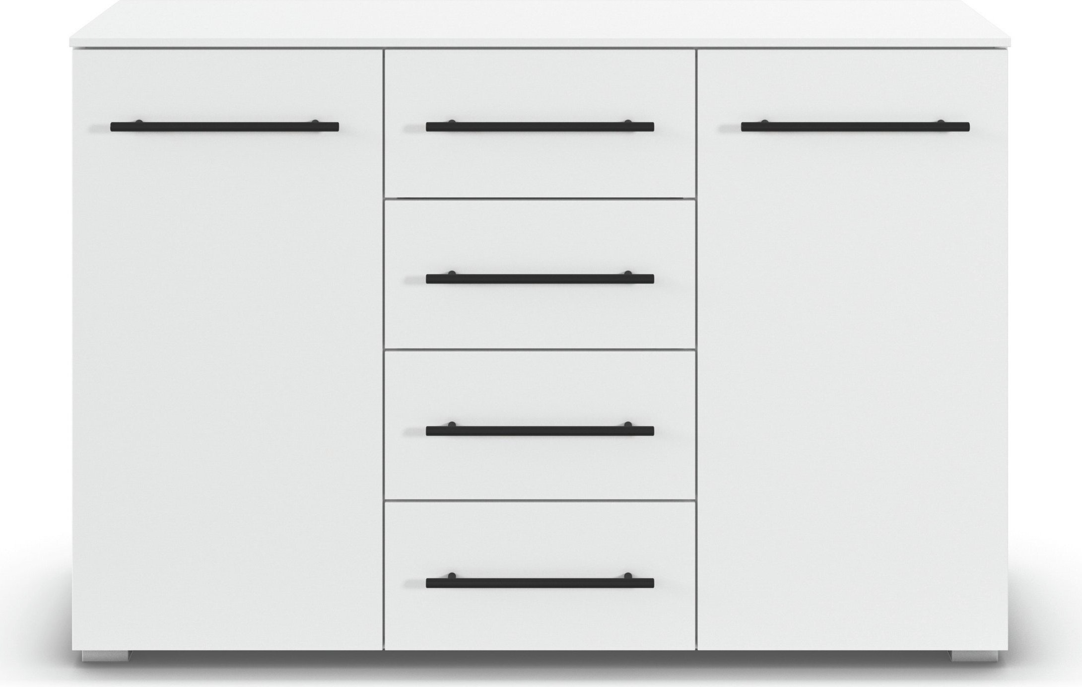 GOODproduct Kombikommode »Sideboard Türkommode Schubladenkommode Kommode RONDO« Breite 120 / Höhe 81 cm, 4 Einlegeböden,  mit 4 geräumigen Schubladen Metallgriff in Schwarz MADE IN GERMANY