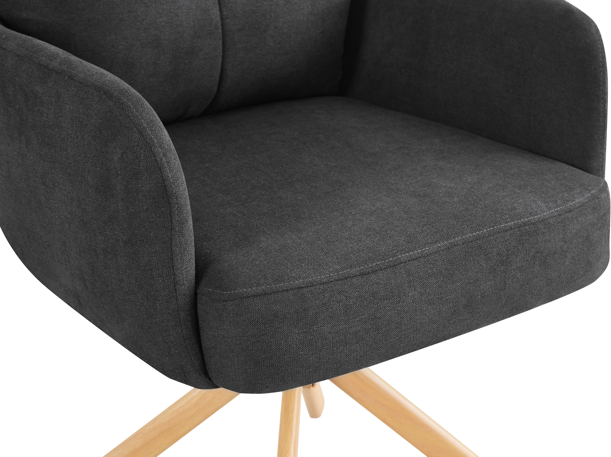 GOODproduct Chaise de salle à manger »Miami, 2er-Set, Federkern« (Ensemble) 2 cuisgemütlicher Armlehnstuhl mit Federkern, Fein-Webstoff und Holzoptik
