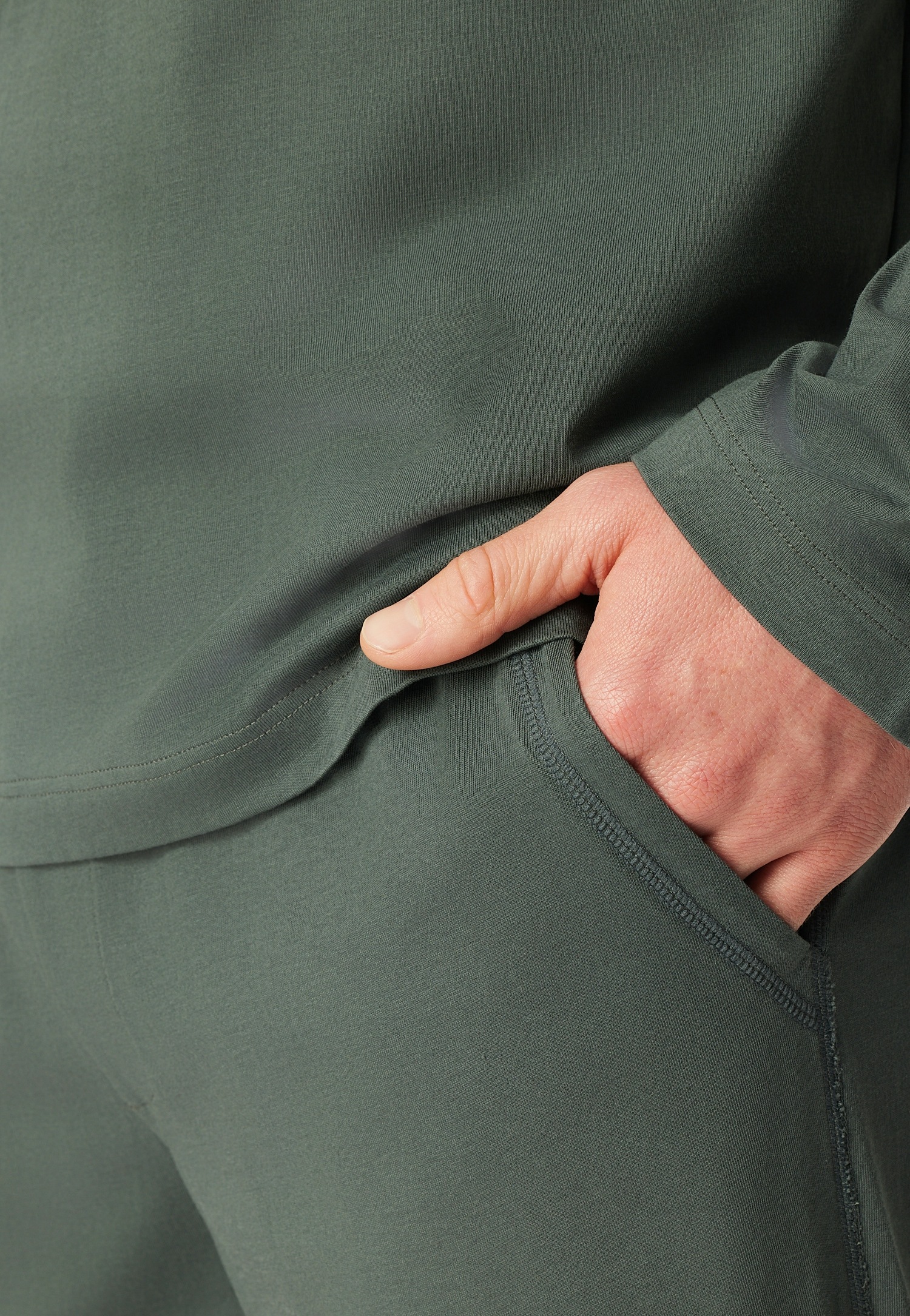 Schiesser Pyjama »Modern Nightwear« 2 pièces seitliche Taschen, Brusttasche, Langarm, Baumwolle, Single Jersey