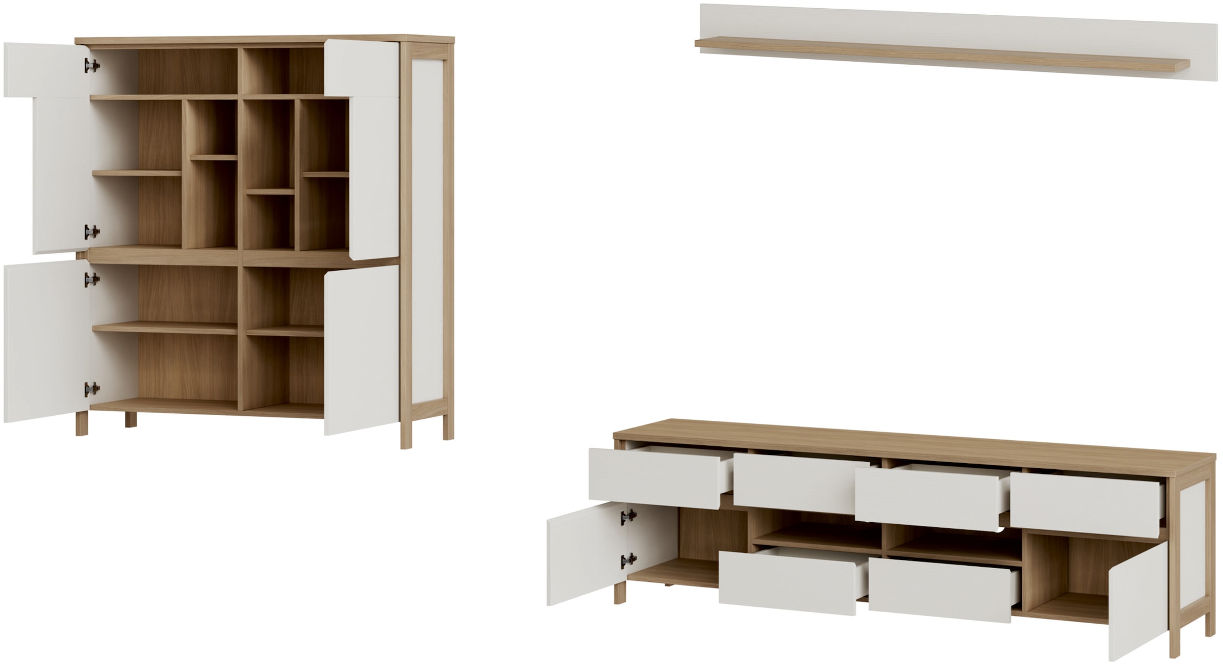 Home affaire Meuble mural »Stranda, moderne Anbauwand, Komplettset im Scandi-Style« 3 cuis tlg.